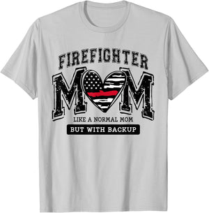 Firefighter Mom Mother Support the Thin Red Line Flag Son T-Shirt - T-Shirt | Ash