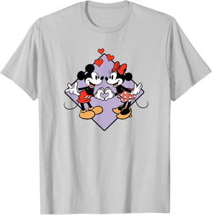 Amazon Essentials Mickey and Minnie Smiling in Love Valentine's Day Short Sleeve T-Shirt - T-Shirt | Ash