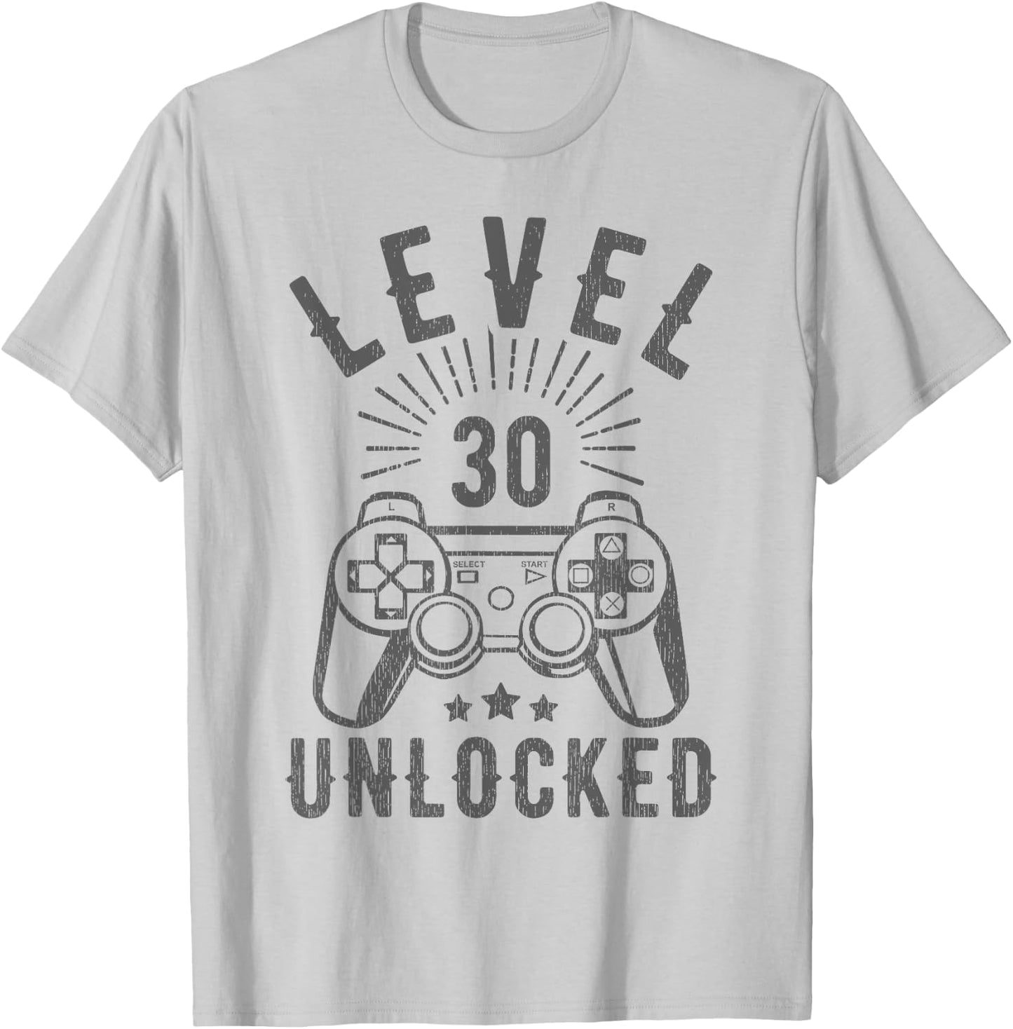 Level 30 Unlocked Funny Gamer 30th Birthday Vintage 30 Years T-Shirt - T-Shirt | Ash
