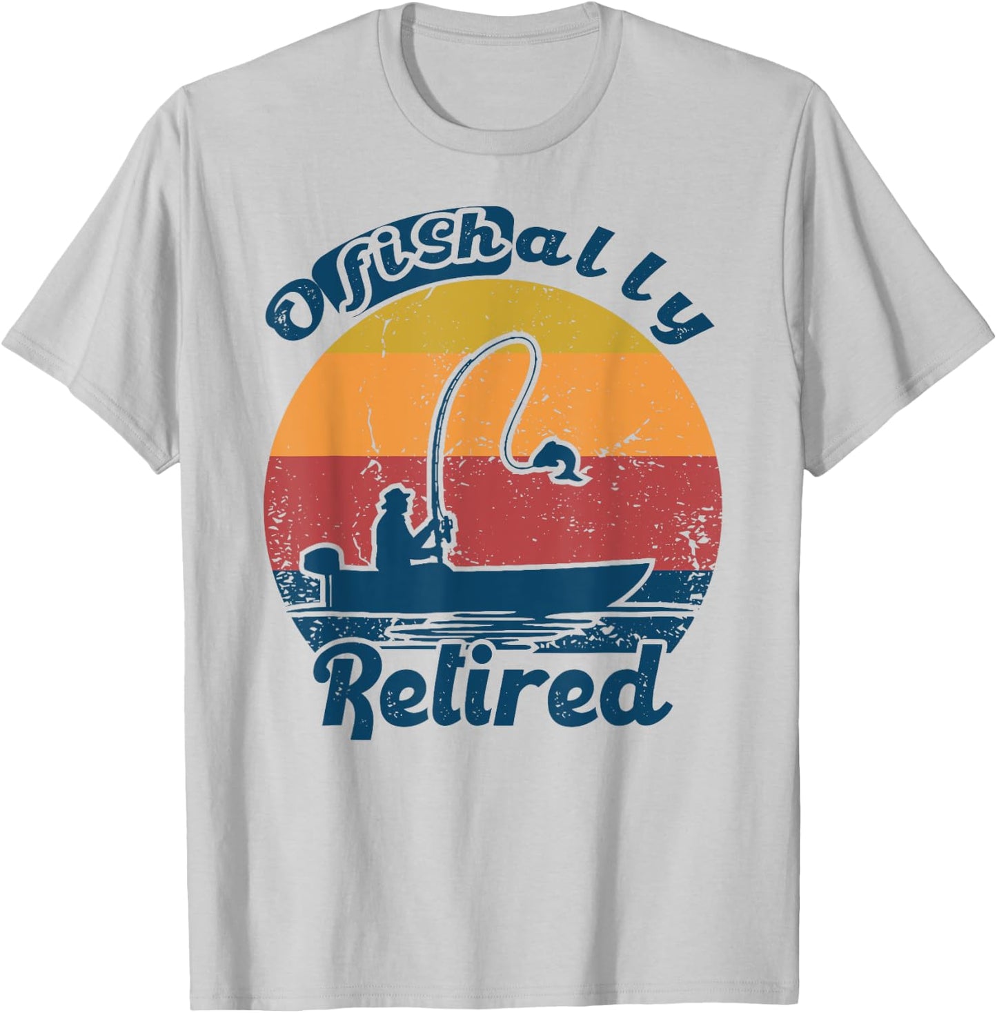 Ofishally Retired 2022 Vintage Funny Retirement Fishing T-Shirt - T-Shirt | Ash