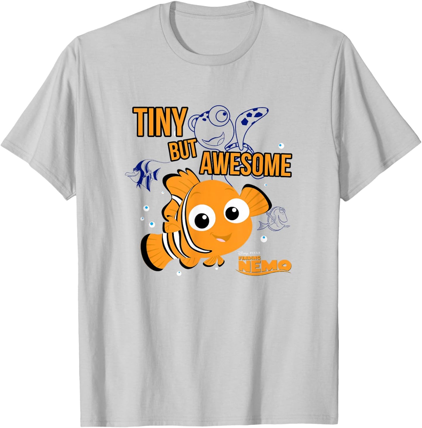 Disney Pixar Finding Nemo Tiny But Awesome Big Chest Logo T-Shirt - T-Shirt | Ash