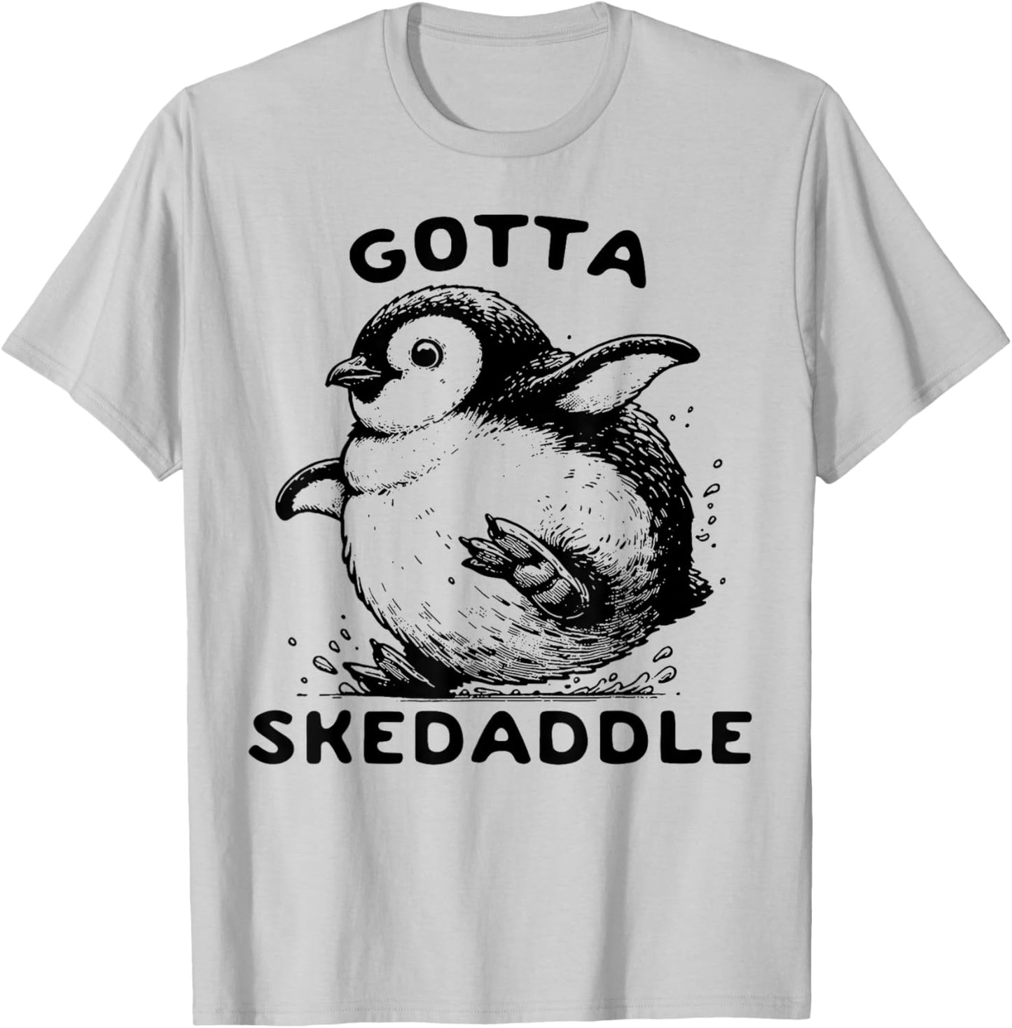 Penguin Gotta Skedaddle T-Shirt - T-Shirt | Ash