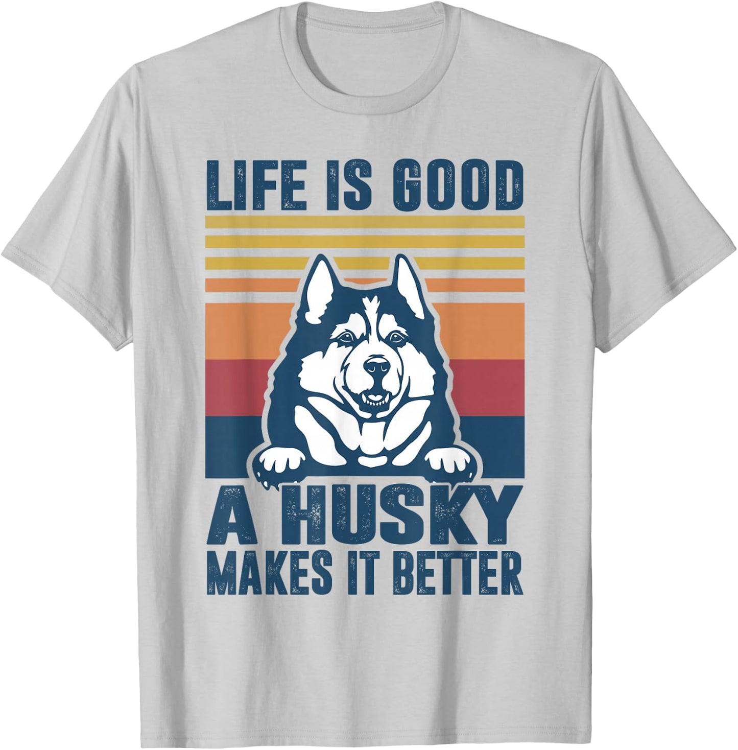 Siberian Husky Gifts Men Husky Dog Dad Dog Mom T-Shirt - T-Shirt | Ash