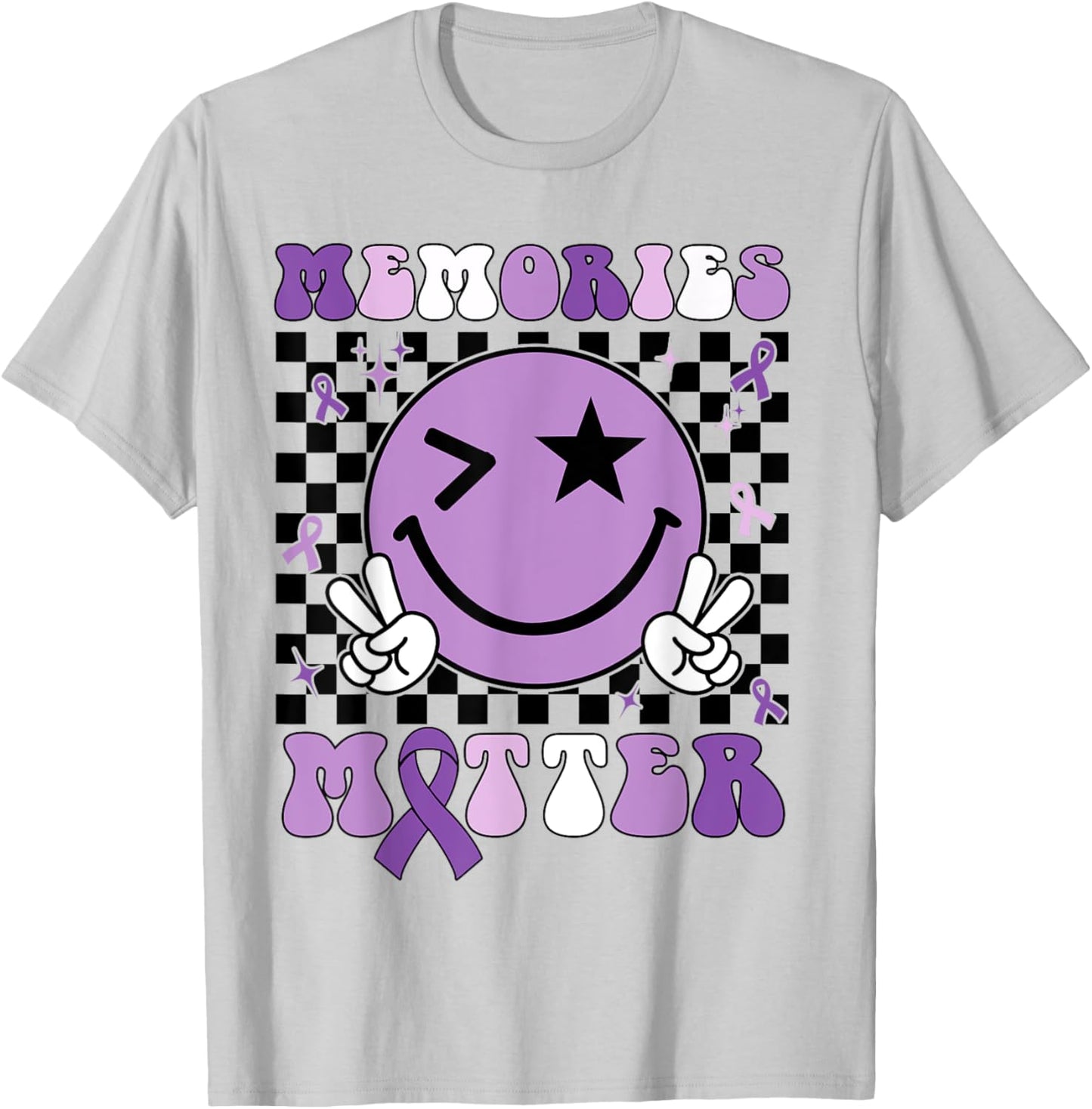 Memories Matter ALZ Purple Funny Meme Alzheimer's Awareness T-Shirt - T-Shirt | Ash