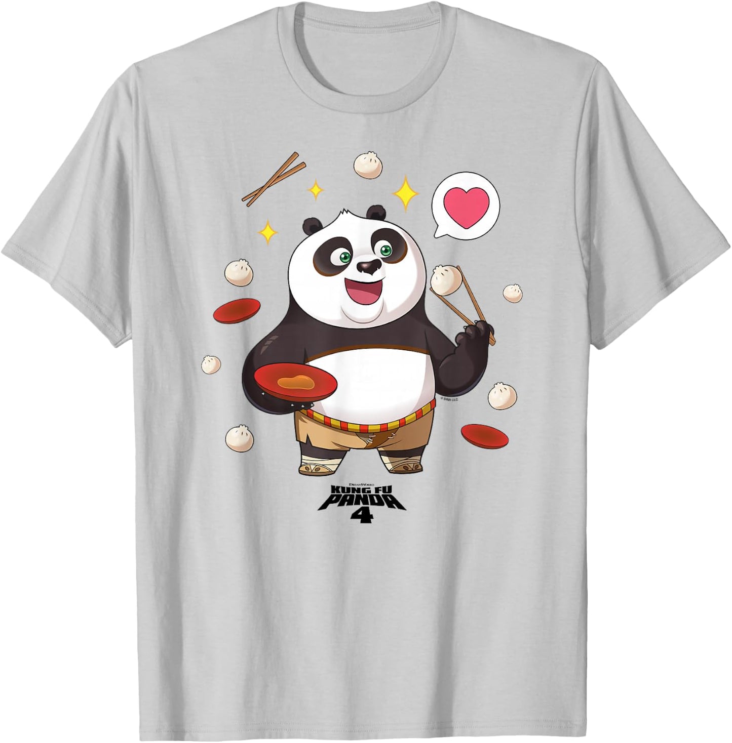 Kung Fu Panda 4 Cute Chibi Po Eating Dumplings T-Shirt - T-Shirt | Ash
