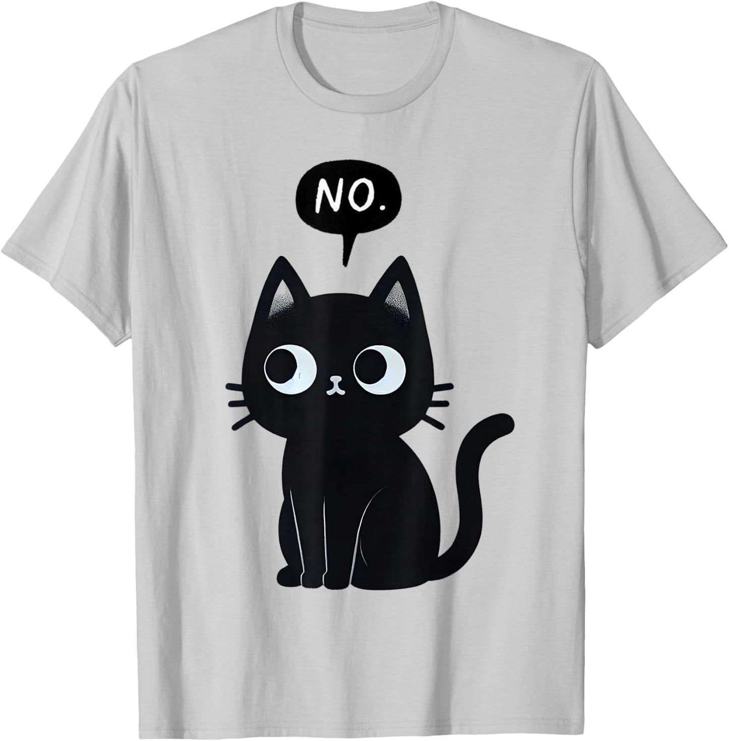 Cat Says No Funny Black Cat T-Shirt - T-Shirt | Ash