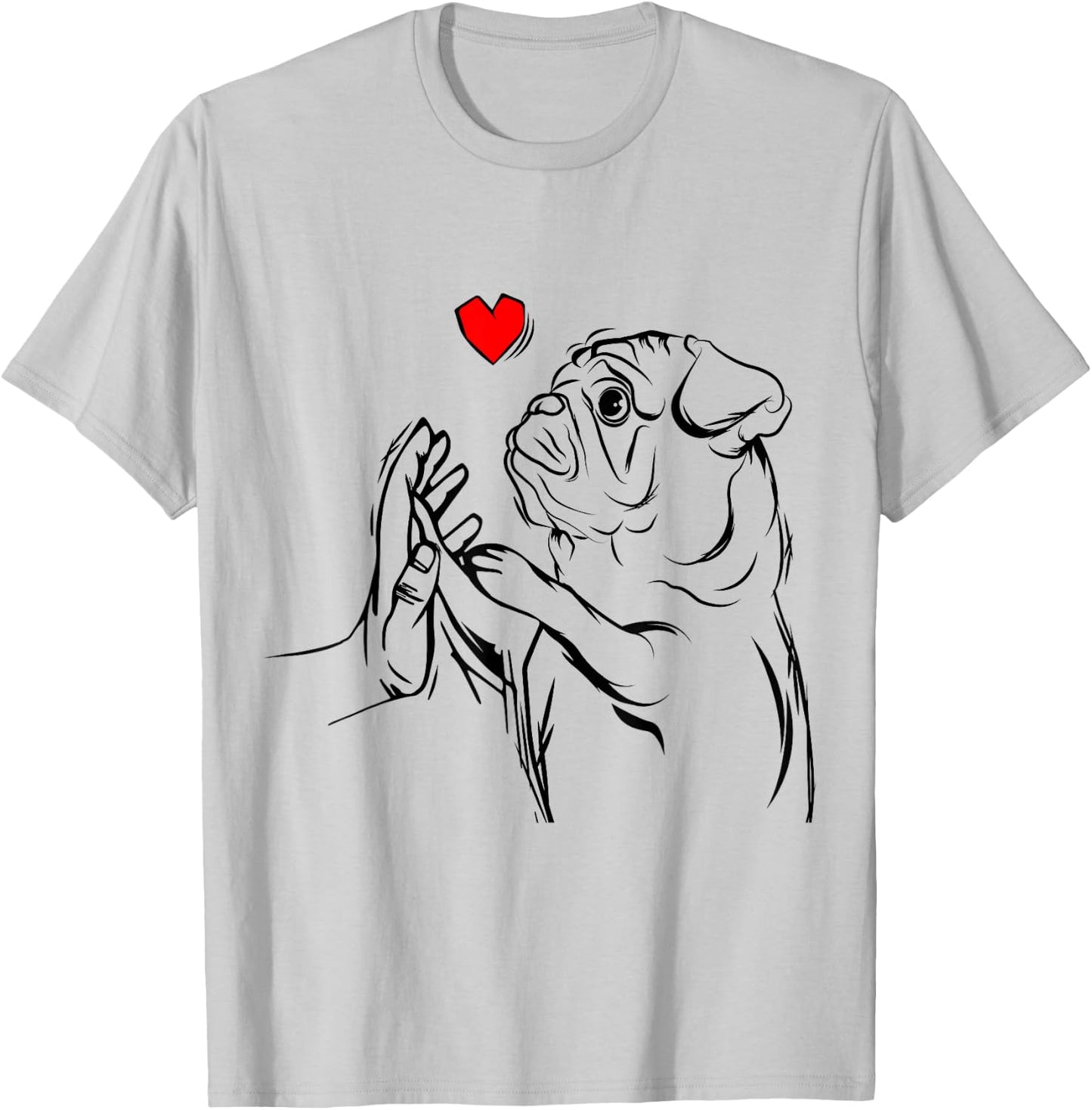 Pug Love Dog Holder Woman Gift T-Shirt - T-Shirt | Ash