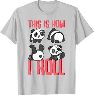 Funny Panda Pun This Is How I Roll Gift T-Shirt - T-Shirt | Ash