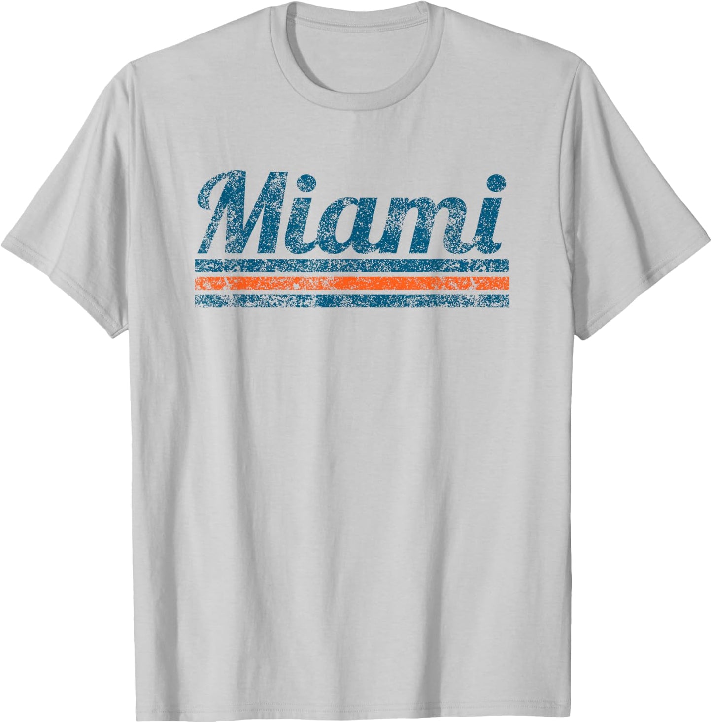 Miami Florida Retro Vintage Weathered Stripe Throwback T-Shirt - T-Shirt | Ash