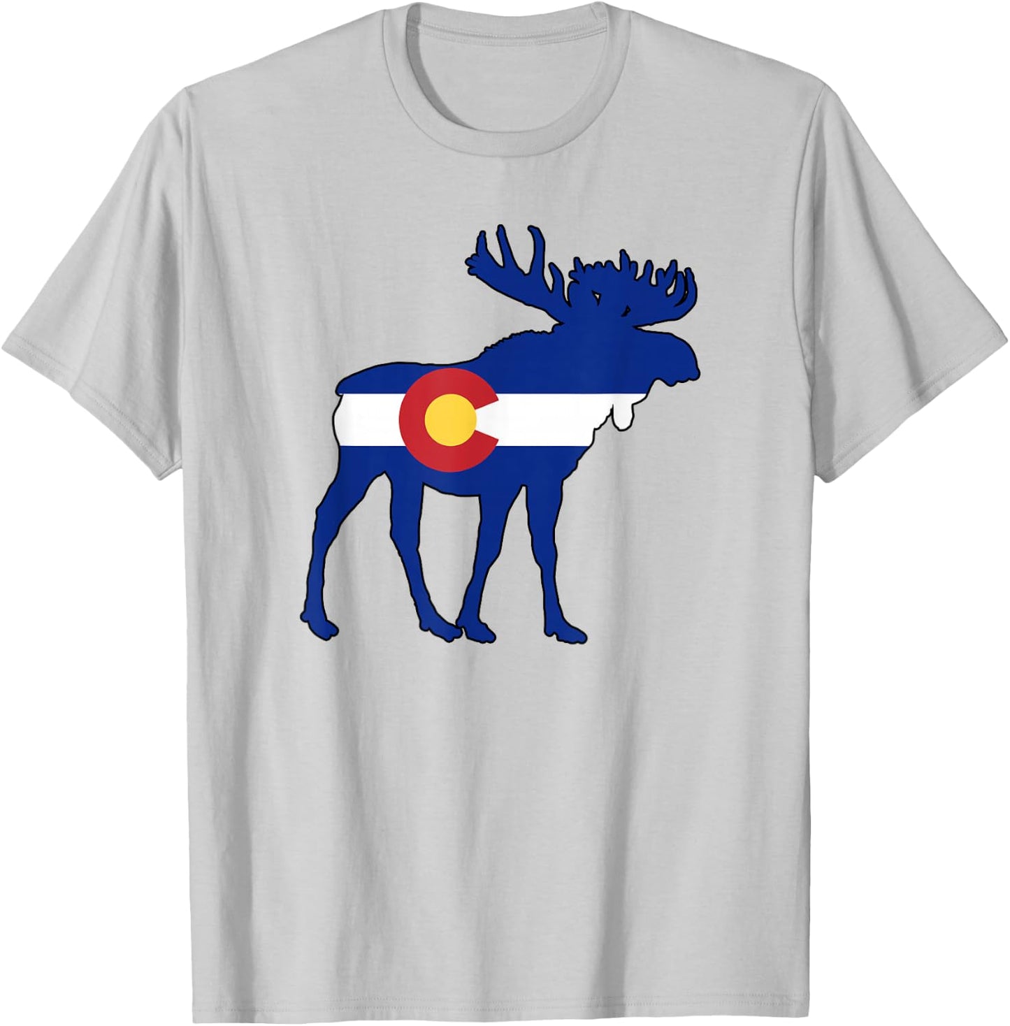 Colorado Flag Moose T-Shirt - T-Shirt | Ash