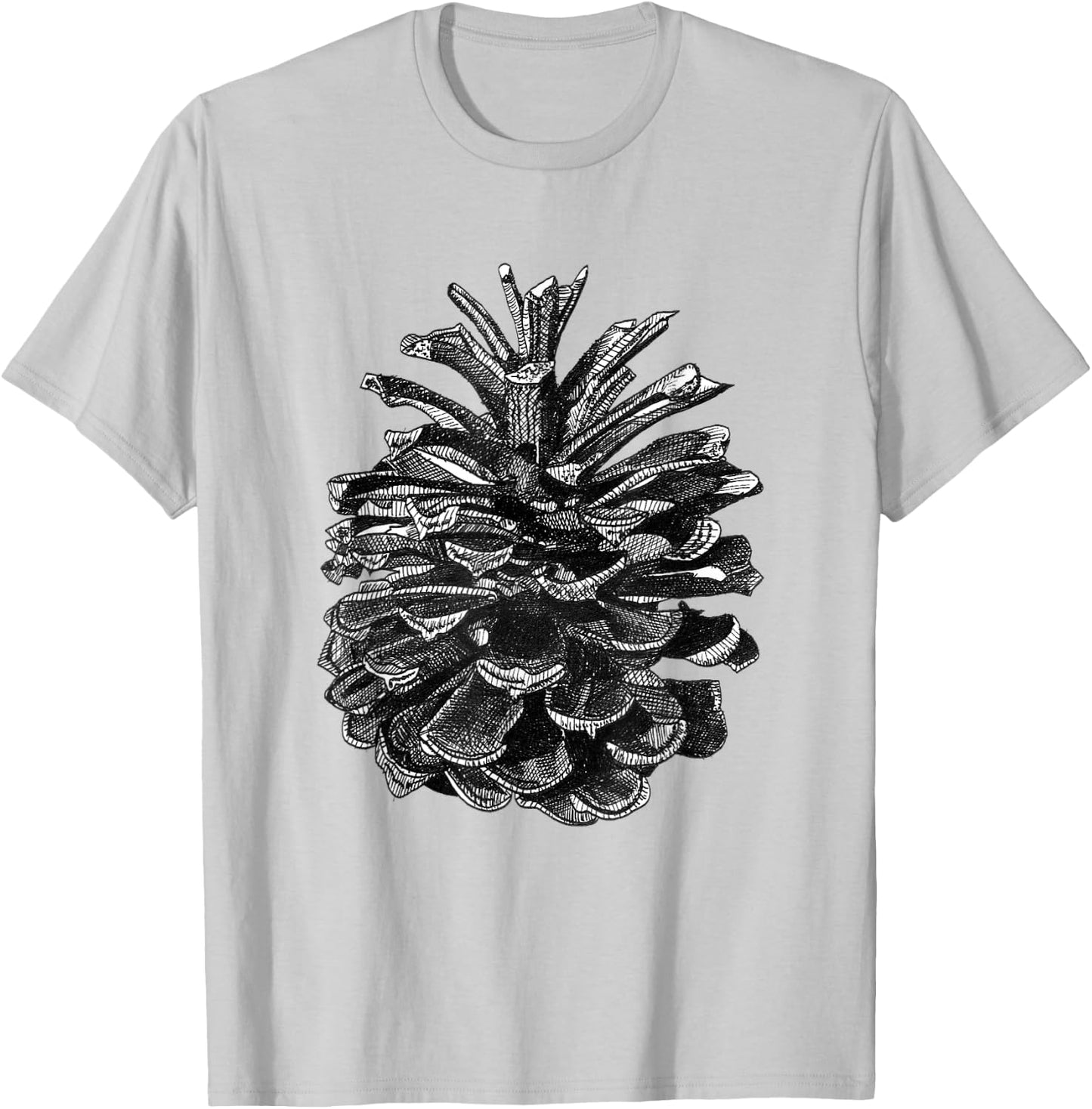 Conifer Pine Cone Woodland Walk Drawing T-Shirt - T-Shirt | Ash