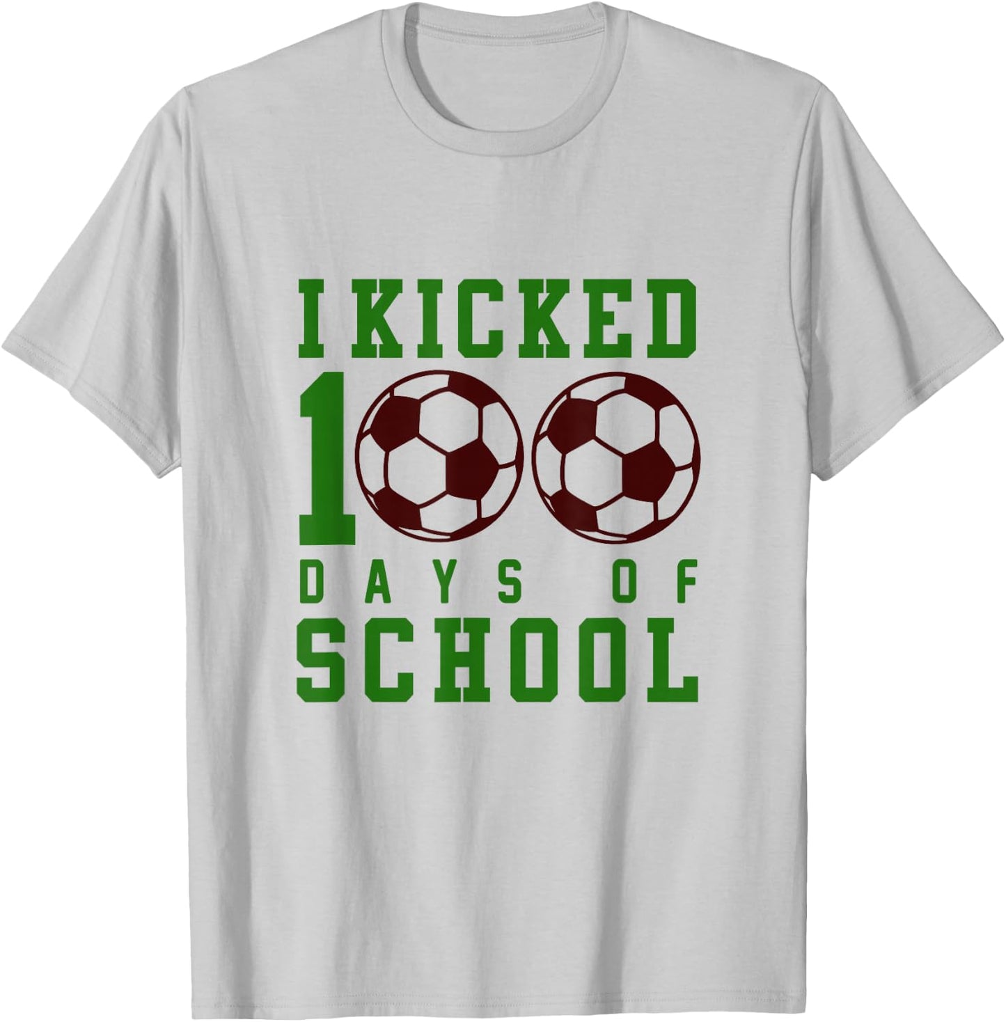Happy 100 Days of School 100th Day Boys Girls Kids Soccer T-Shirt - T-Shirt | Ash
