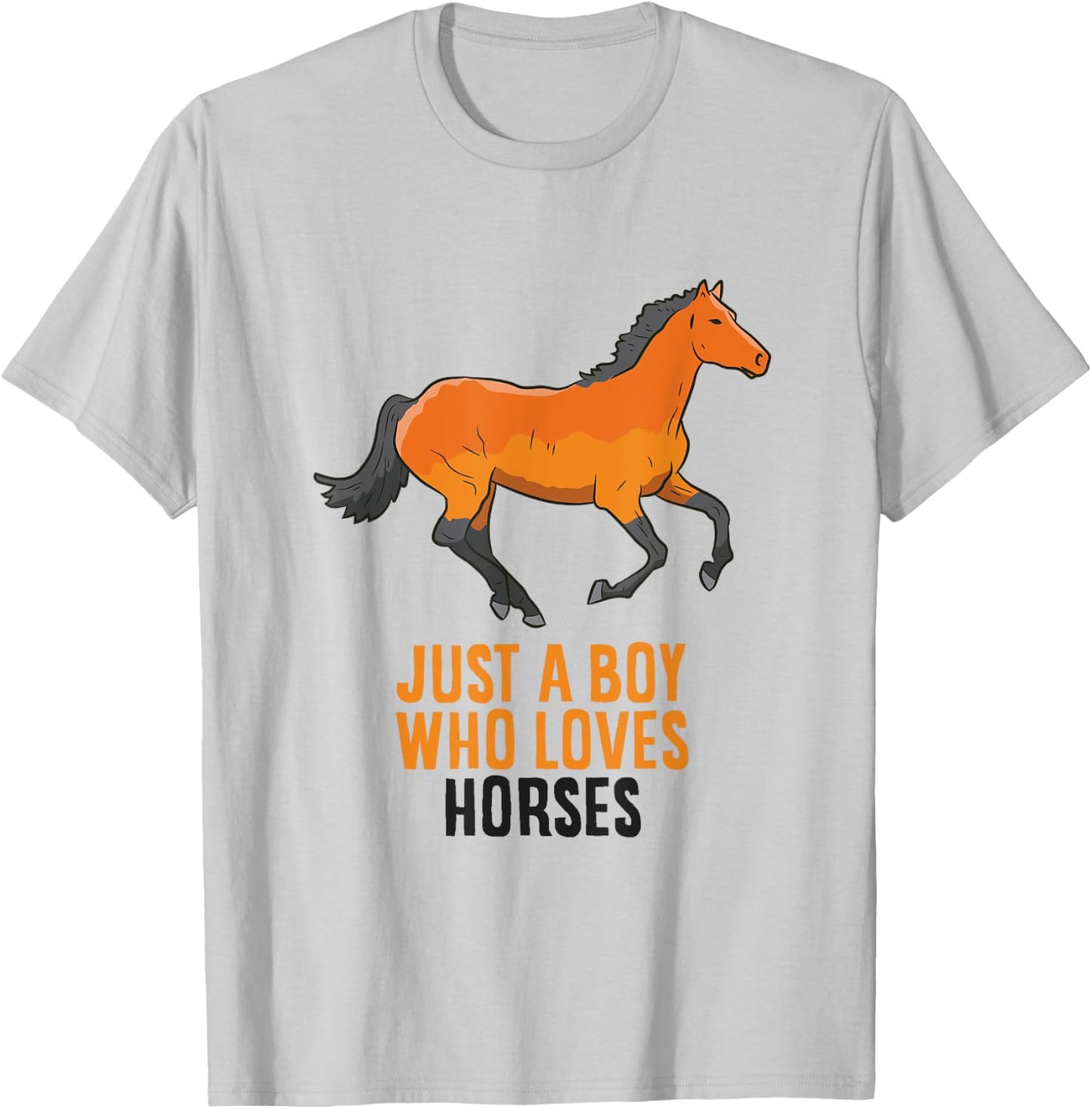 Horse Boy Just A Boy Who Loves Horses Horseback Riding T-Shirt - T-Shirt | Ash