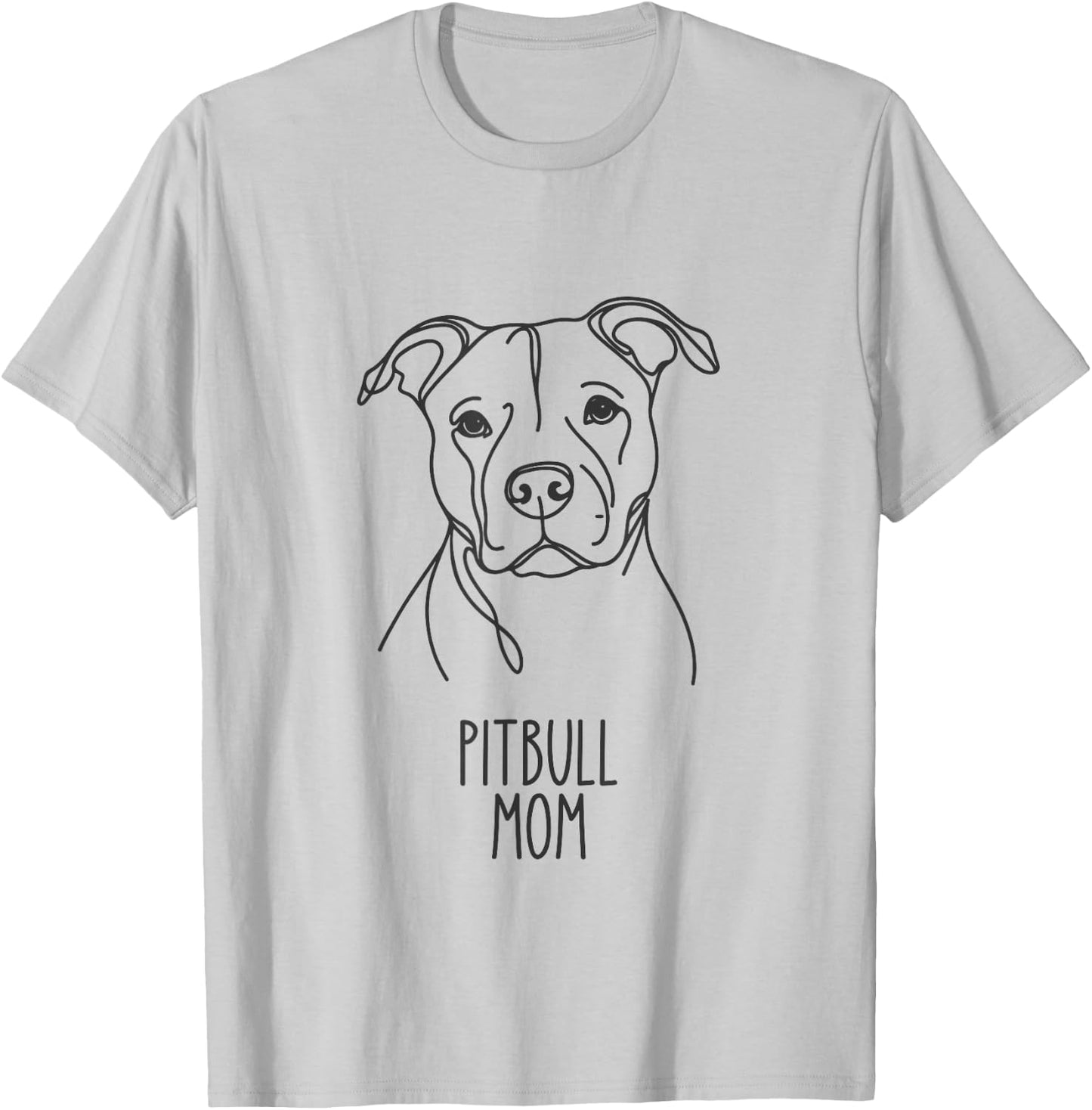 Line Art Best Dog Mom Women - Pitbull T-Shirt - T-Shirt | Ash