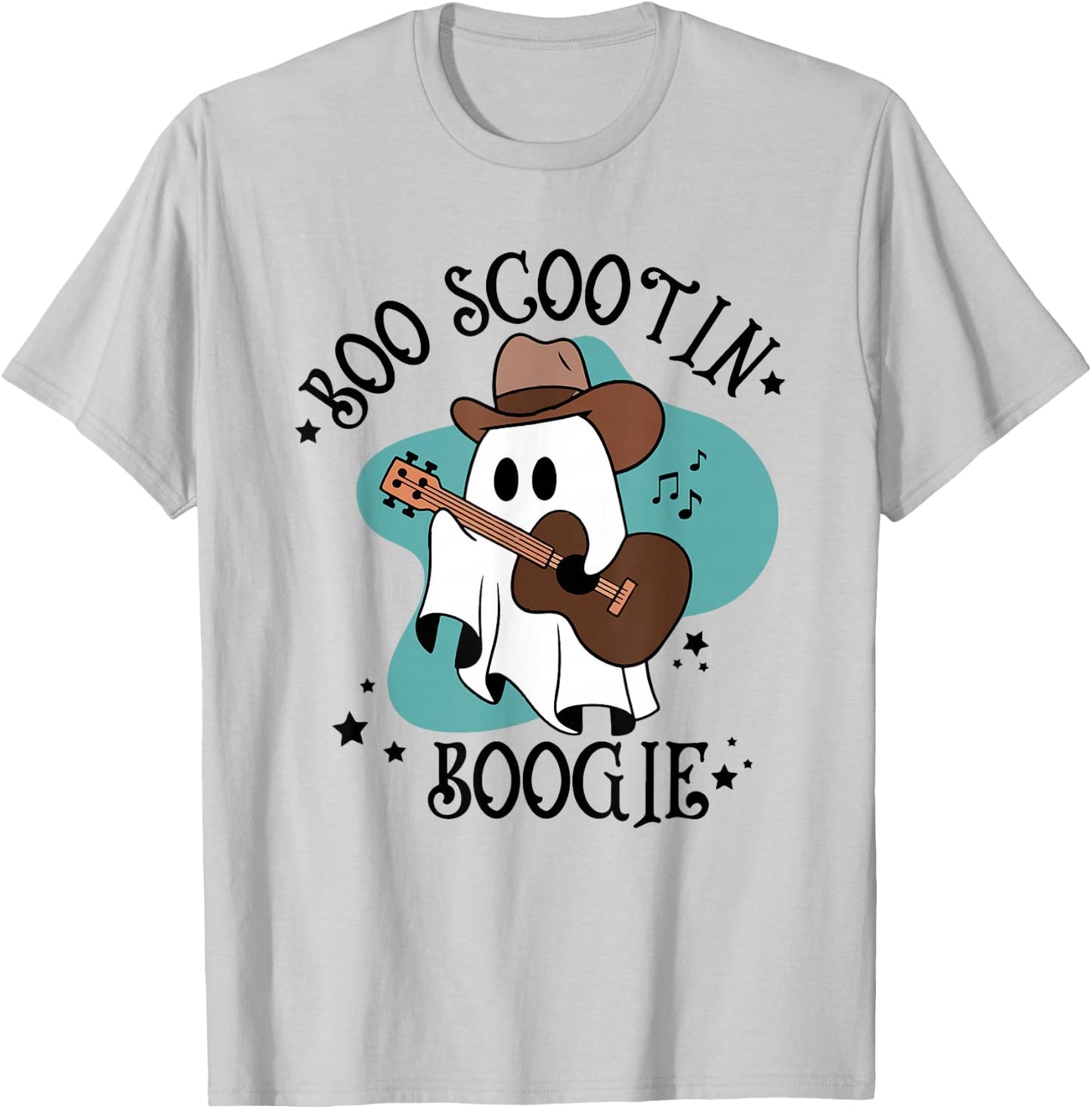 Retro Western Halloween Cowboy Cute Ghost Boo Scootin Boogie T-Shirt - T-Shirt | Ash