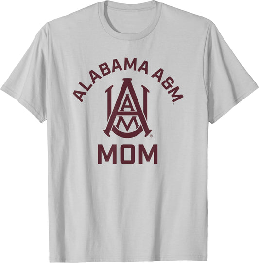 Alabama A&M University Bulldogs Arched Mom T-Shirt - T-Shirt | Ash