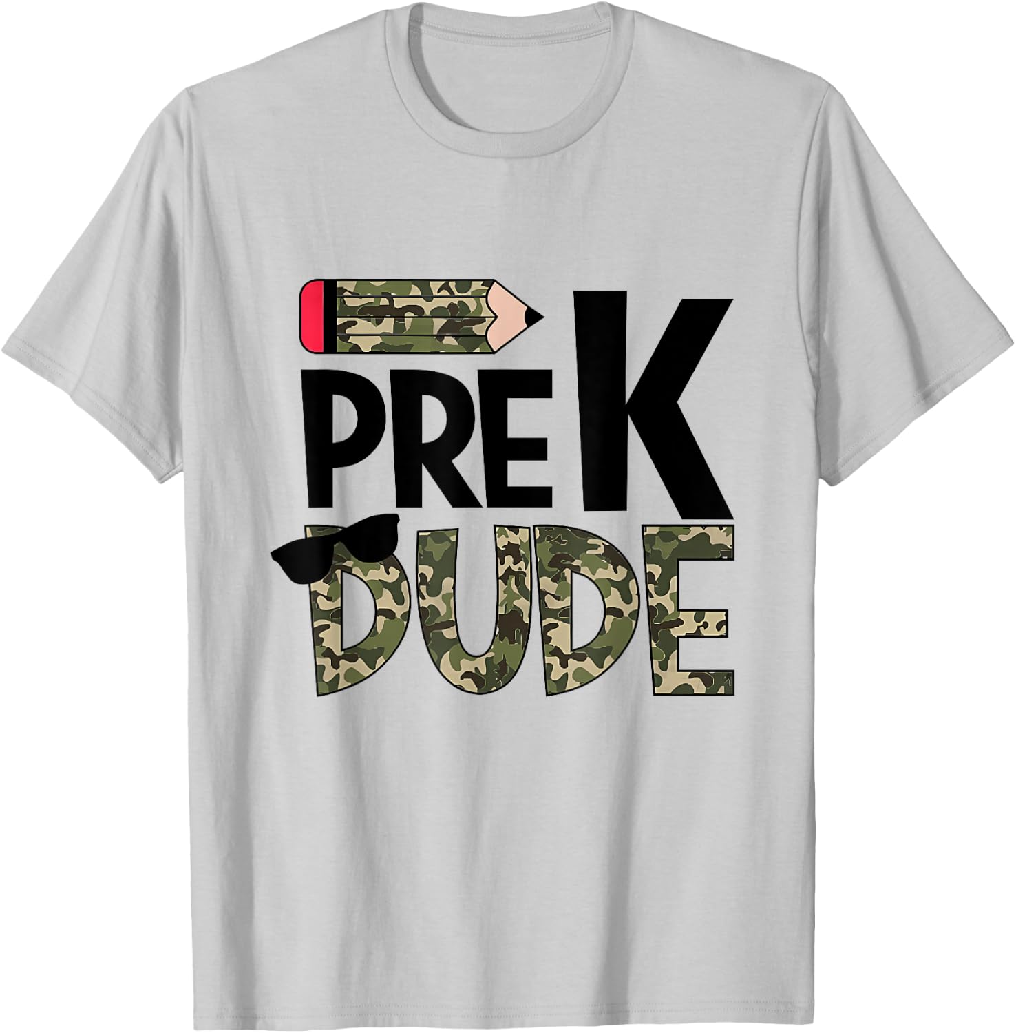 Back To School Pre-K Dude Camouflage Funny Teacher Kid T-Shirt - T-Shirt | Ash