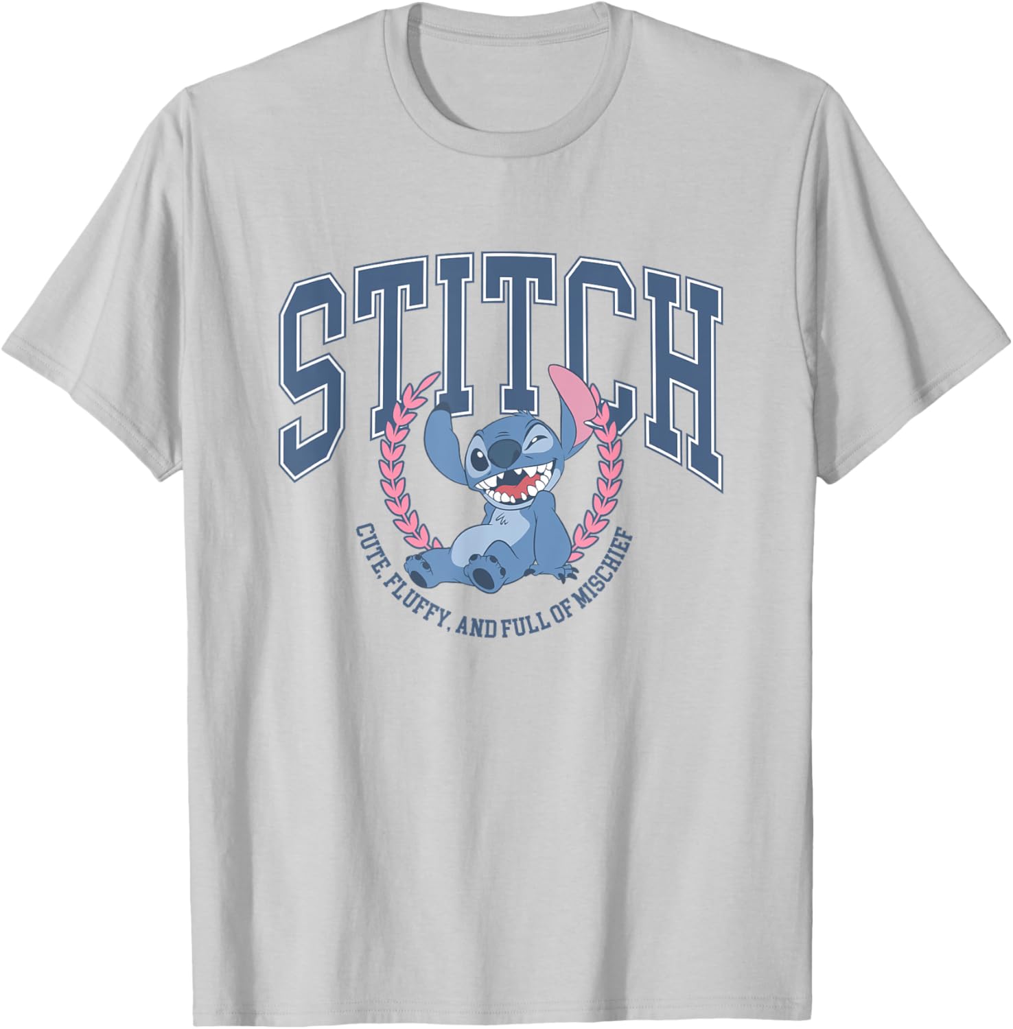 Disney Lilo & Stitch Cute Fluffy & Full Of Mischief Logo T-Shirt - T-Shirt | Ash