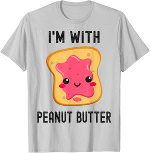 I'm With Peanut Butter Jelly Best Friend Matching Couples T-Shirt - T-Shirt | Ash