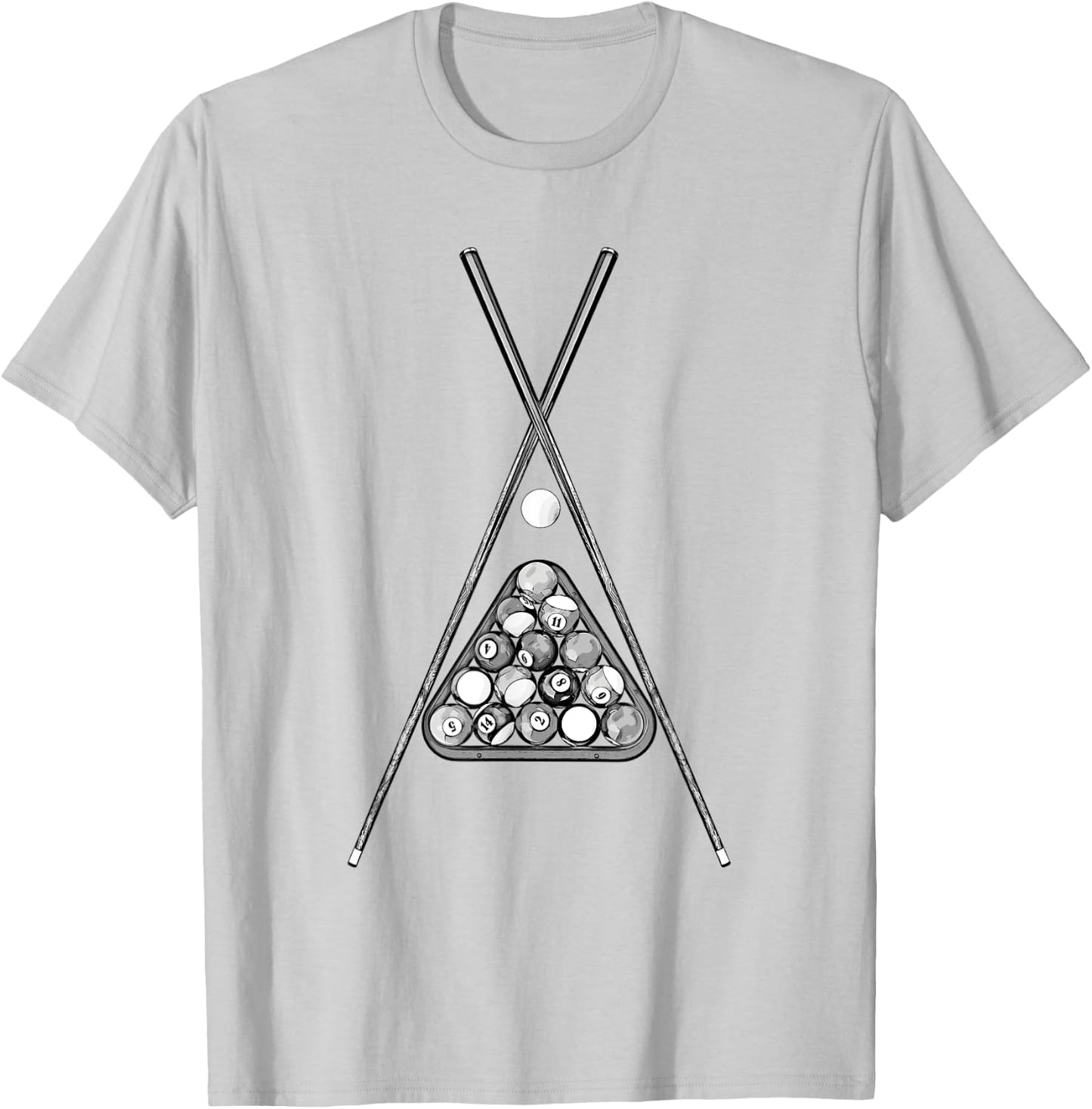 For Pool Player With Cue Ball Rack & Sticks Billiards T-Shirt - T-Shirt | Ash