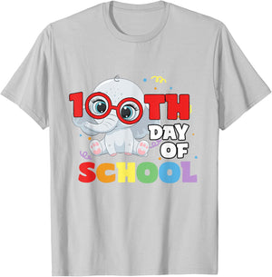 100th Day Of School Elephant Cute 100 Days Student Teacher Women Kids T-Shirt - T-Shirt | Ash