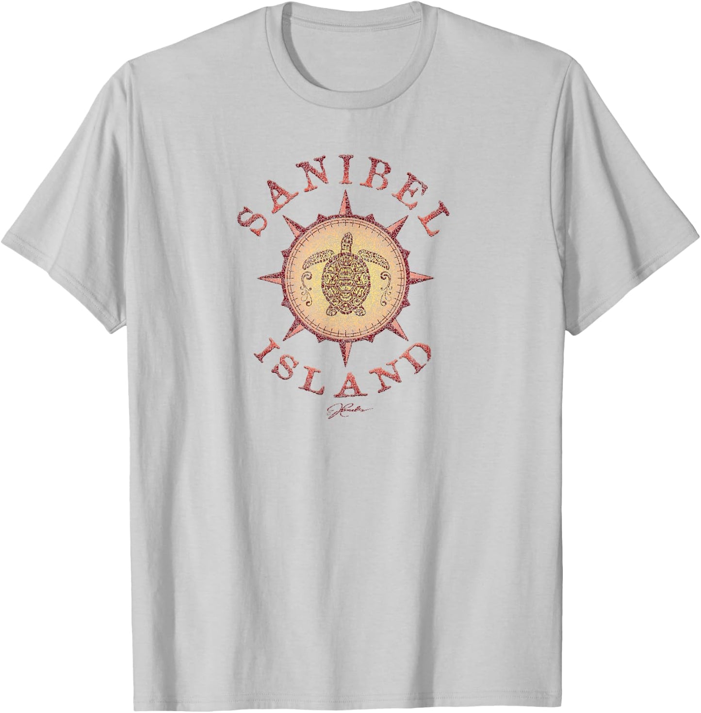 JCombs: Sanibel Island, FL, Sea Turtle on Windrose T-Shirt - T-Shirt | Ash