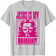 Cool Christian Faith Apparel Jesus Is My Homeboy -Adult Christian Theme Blue Small Modern Printed Round Neck Short Sleeve T-Shirt - T-Shirt | Ash