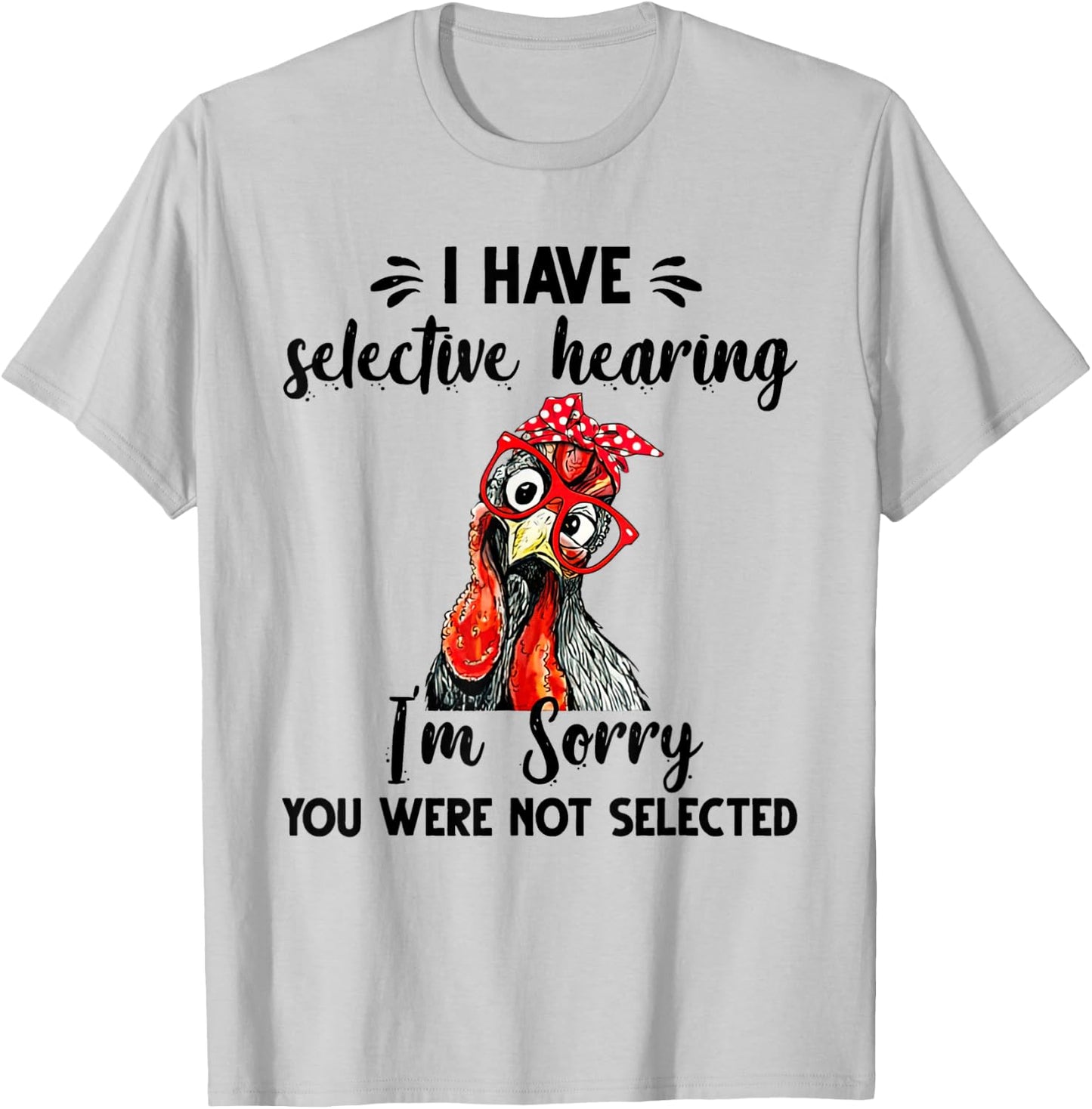 cute Women Chicken With Bandana Headband and Glasses T-Shirt - T-Shirt | Ash