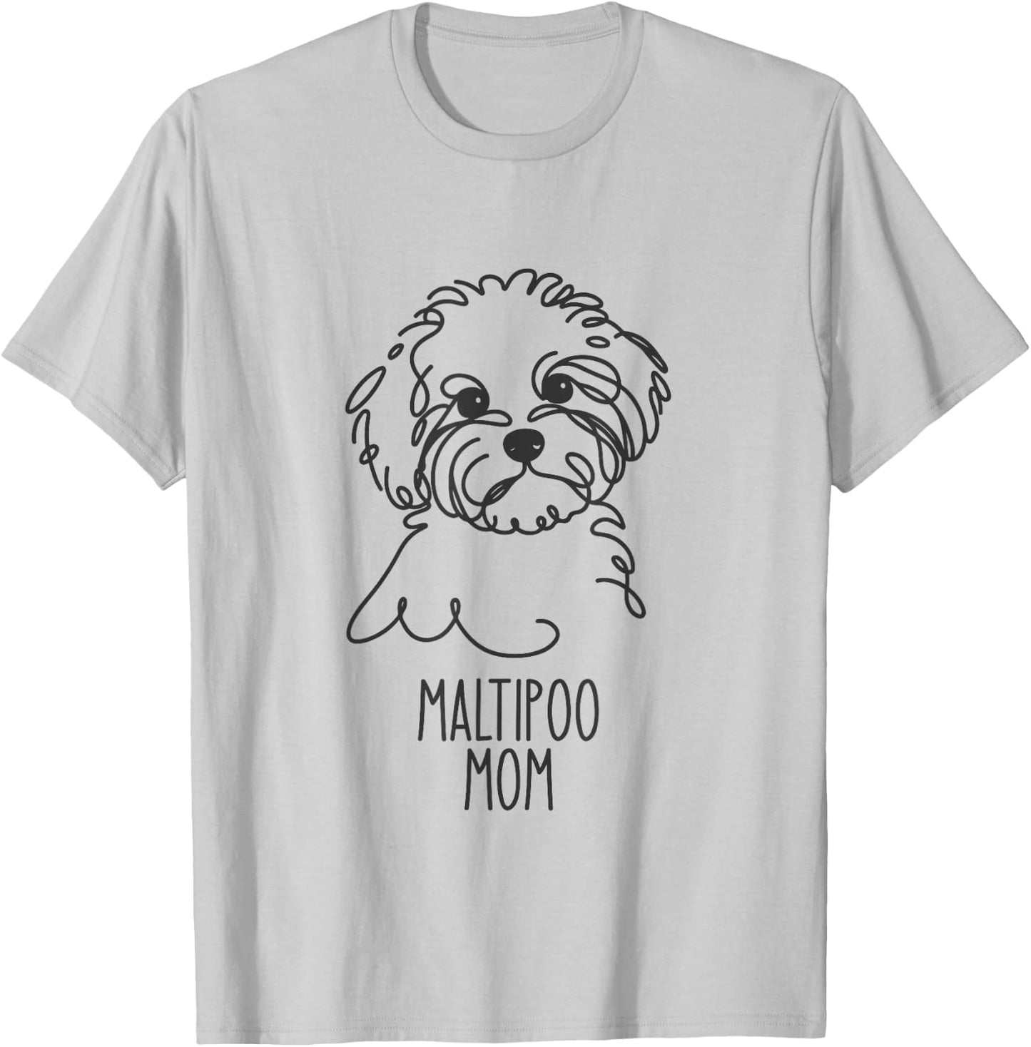 Line Art Best Dog Mom Women - Maltipoo T-Shirt - T-Shirt | Ash