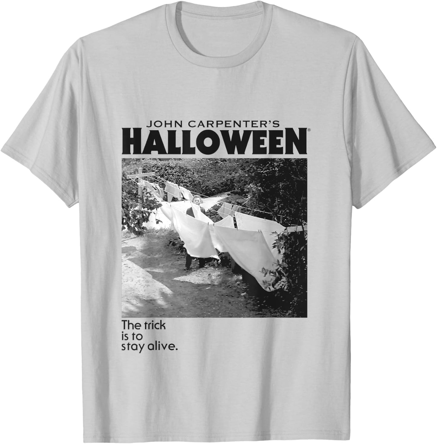 Halloween Michael Myers Standing by Clothes Line T-Shirt - T-Shirt | Ash