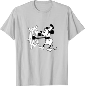 VarieTees Steamboat Willie - All Time Classic Mickey Cartoon , Small T-Shirt - T-Shirt | Ash