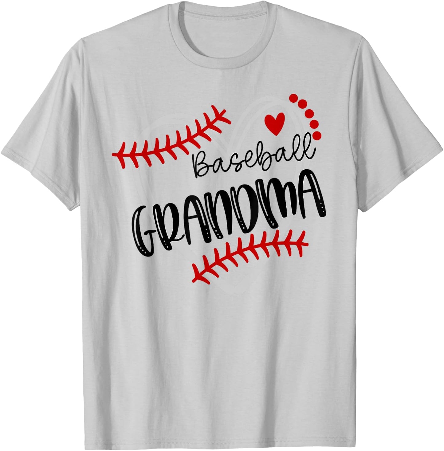 Personalized Baseball Heart Cute Grandma Women Baseball T-Shirt - T-Shirt | Ash