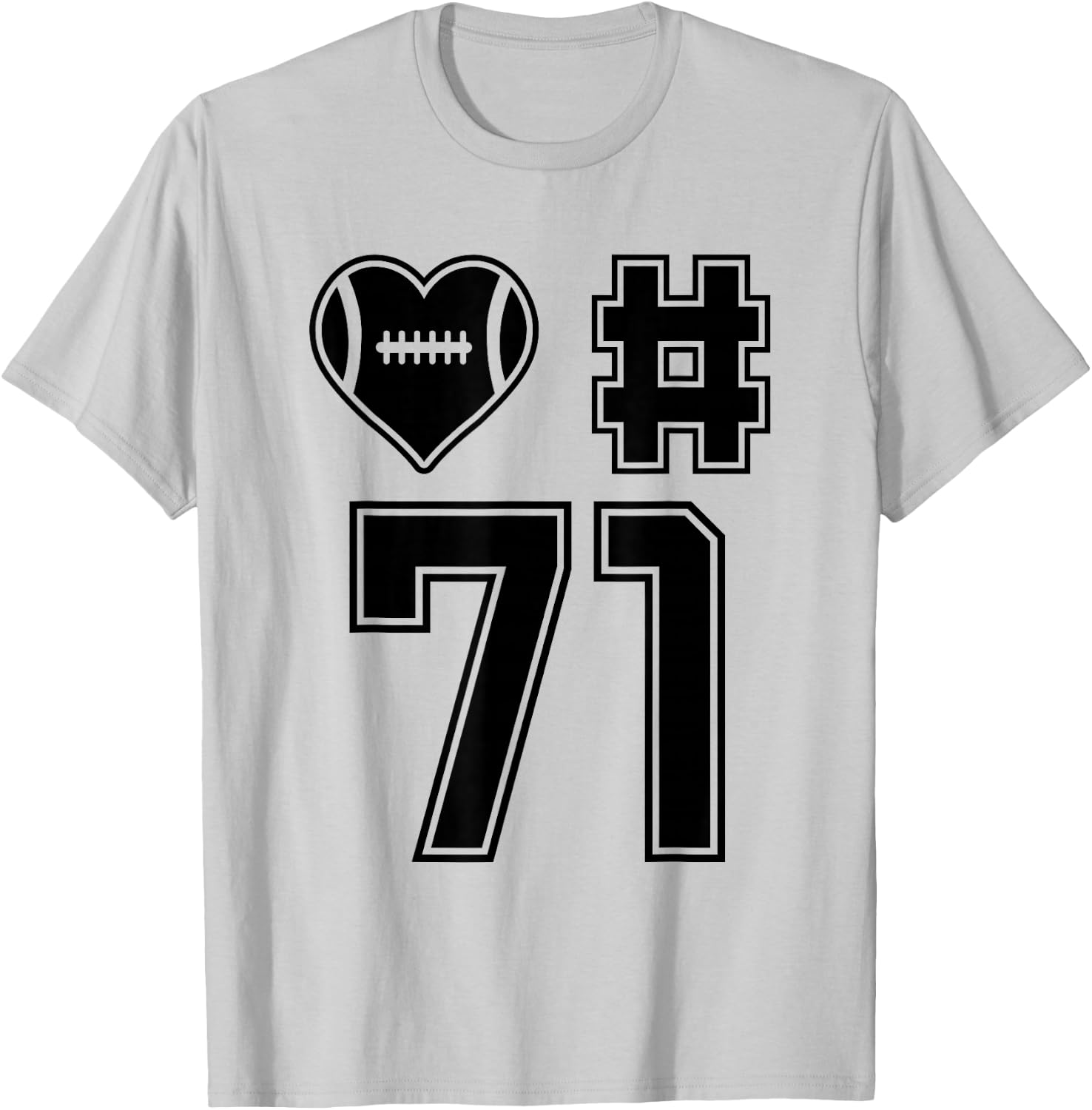 Love & Support Football Player Number 71 T-Shirt - T-Shirt | Ash