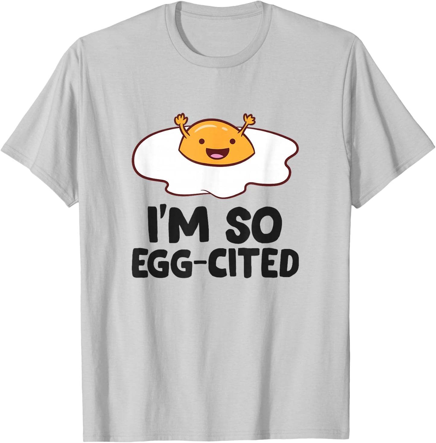 Funny Eggs I'm So Egg-Cited Funny Egg Puns Kids T-Shirt - T-Shirt | Ash