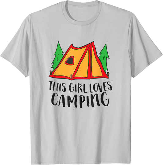 This Girl Loves Camping Funny Tent Camping Girl T-Shirt - T-Shirt | Ash