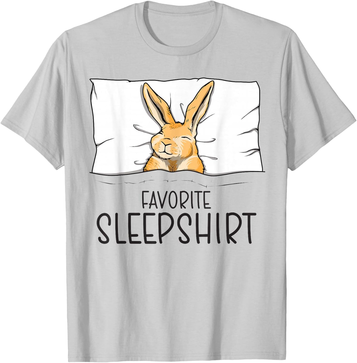 Favorite Sleepshirt, Napping Rabbit Pajama T-Shirt - T-Shirt | Ash