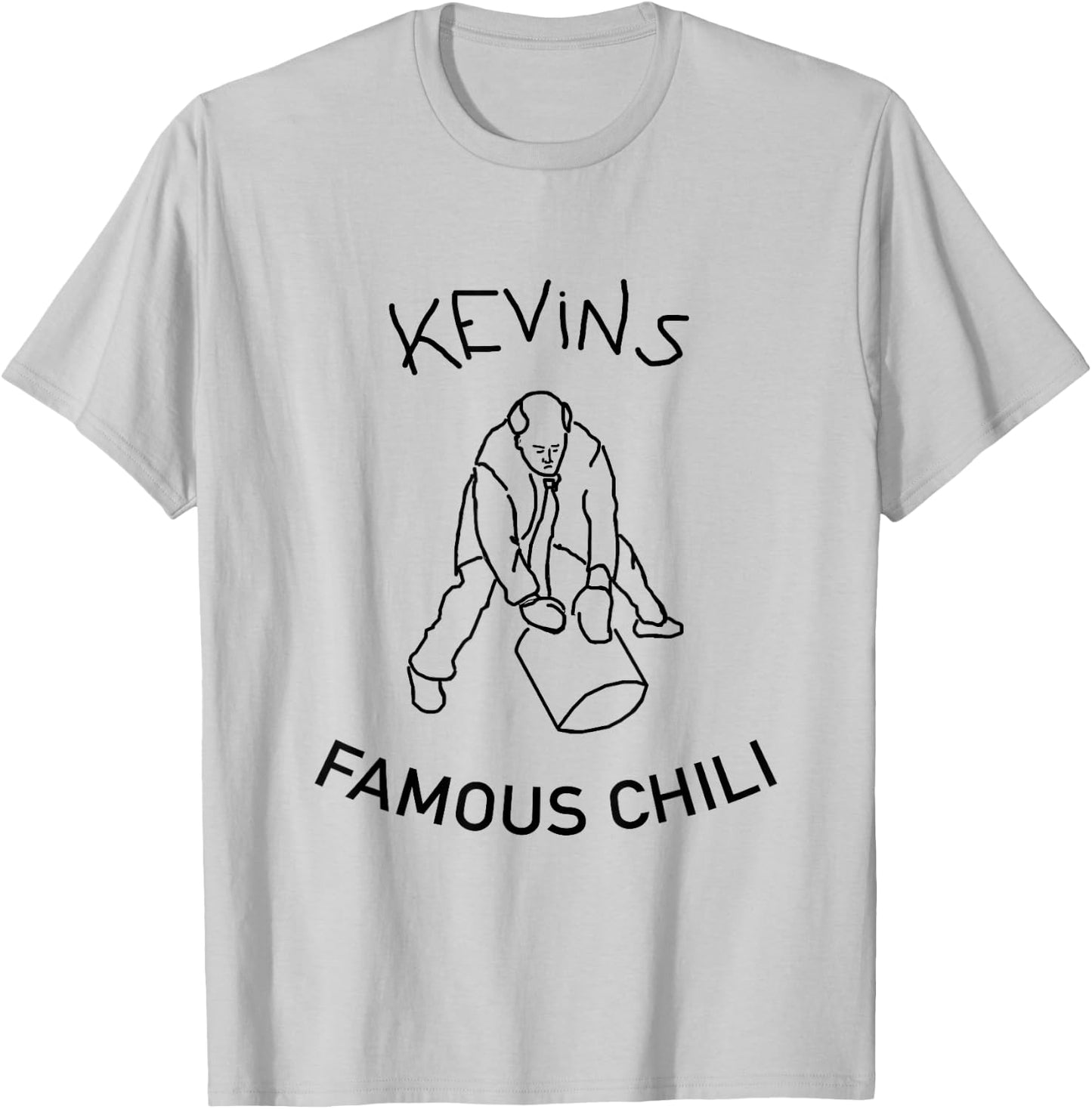 RyDesign -Adults White Cotton Blend Small The Office Kevin Chili T-Shirt - T-Shirt | Ash