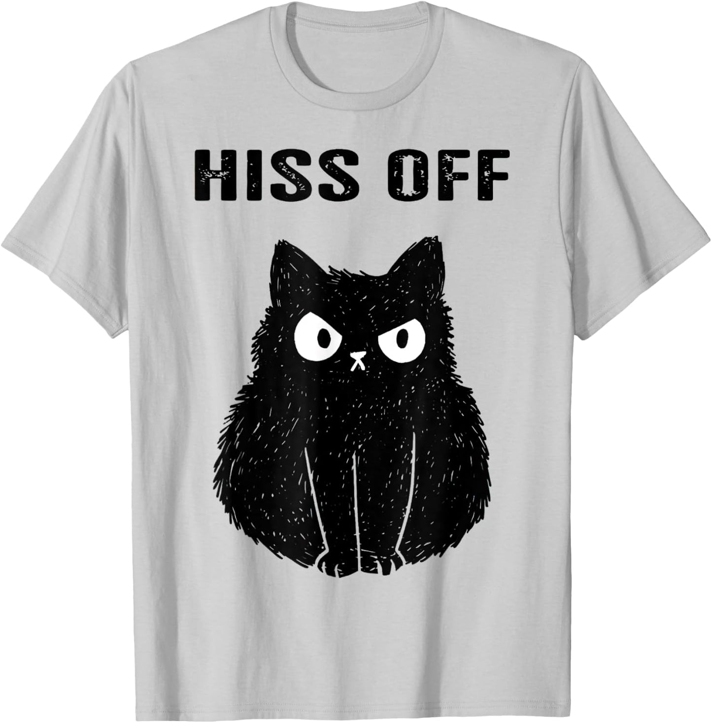Black Cat Hiss Off T-Shirt - T-Shirt | Ash