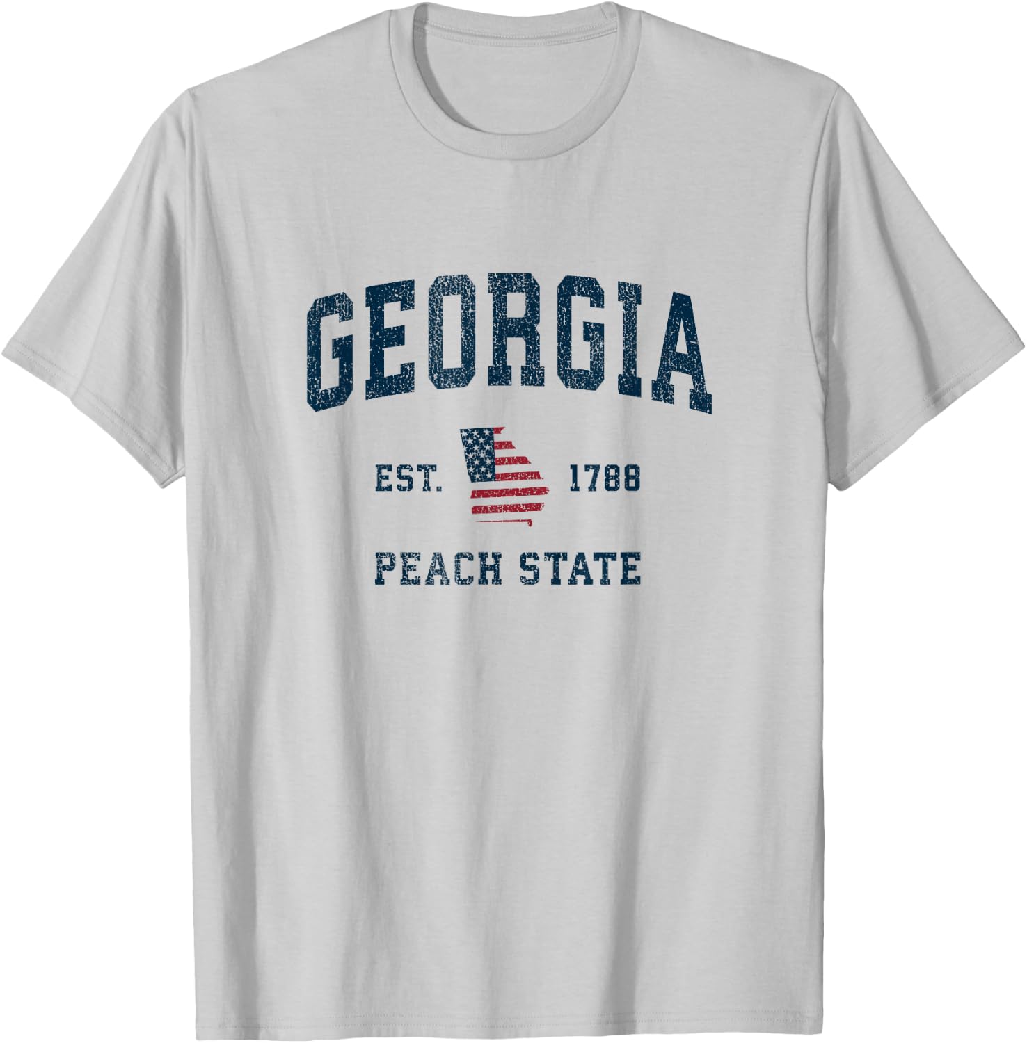 Georgia Vintage American Flag USA Sports Design T-Shirt - T-Shirt | Ash