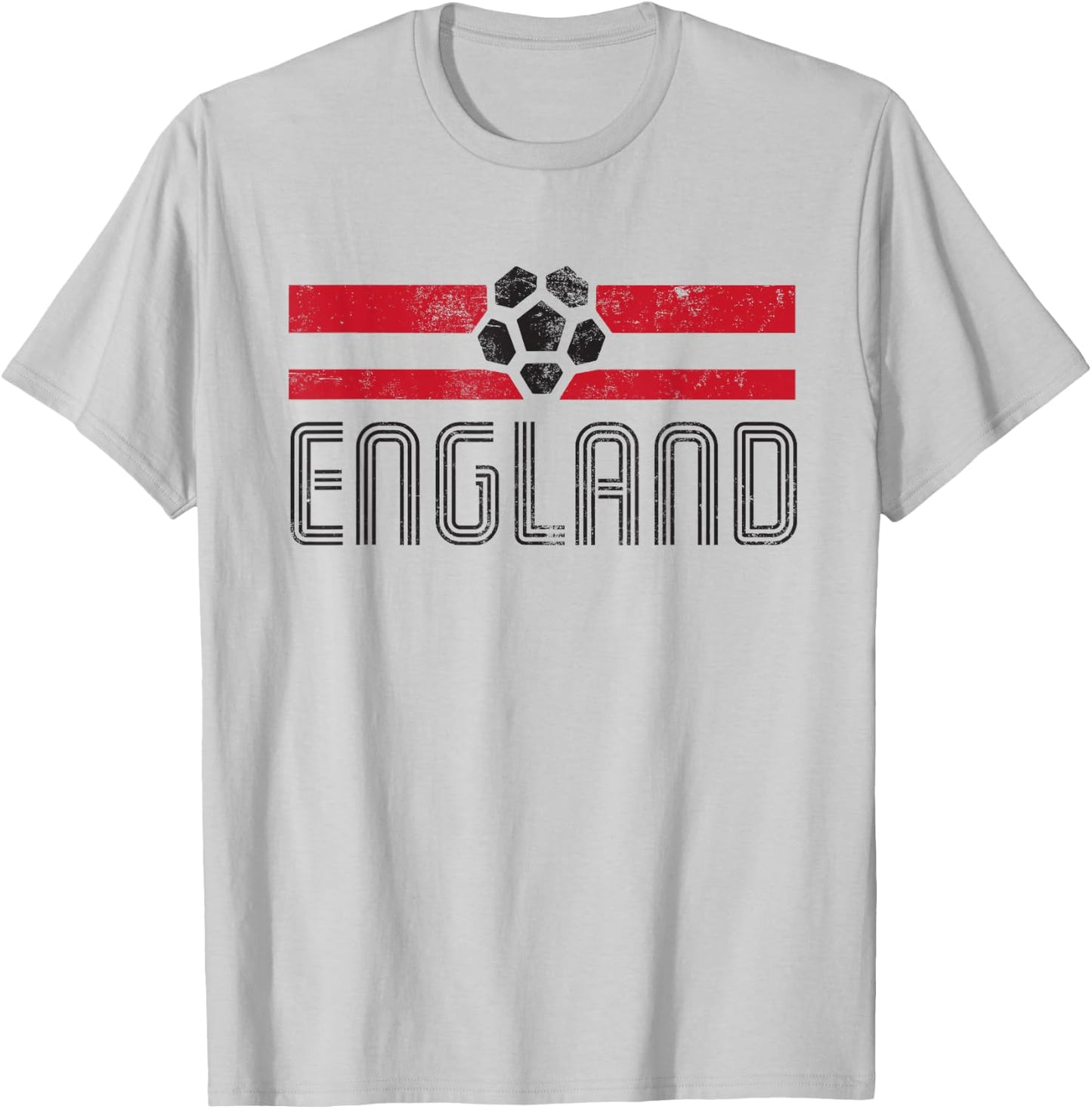 England Retro Stripe Euro Football T-Shirt - T-Shirt | Ash