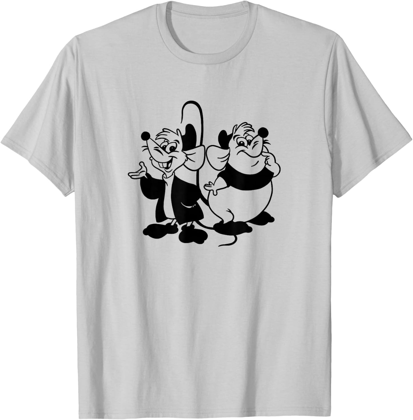 Disney Cinderella Jaq & Gus Simple Black Outline T-Shirt - T-Shirt | Ash