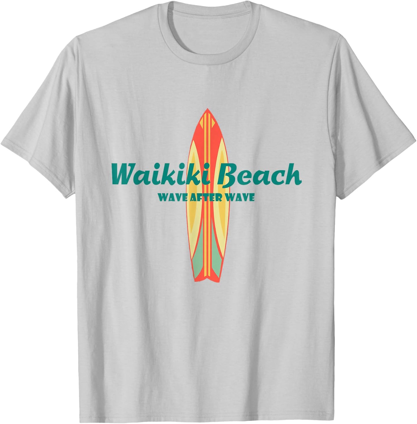 Waikiki Beach Hawaii Souvenir Retro Vintage Surf Gifts T-Shirt - T-Shirt | Ash