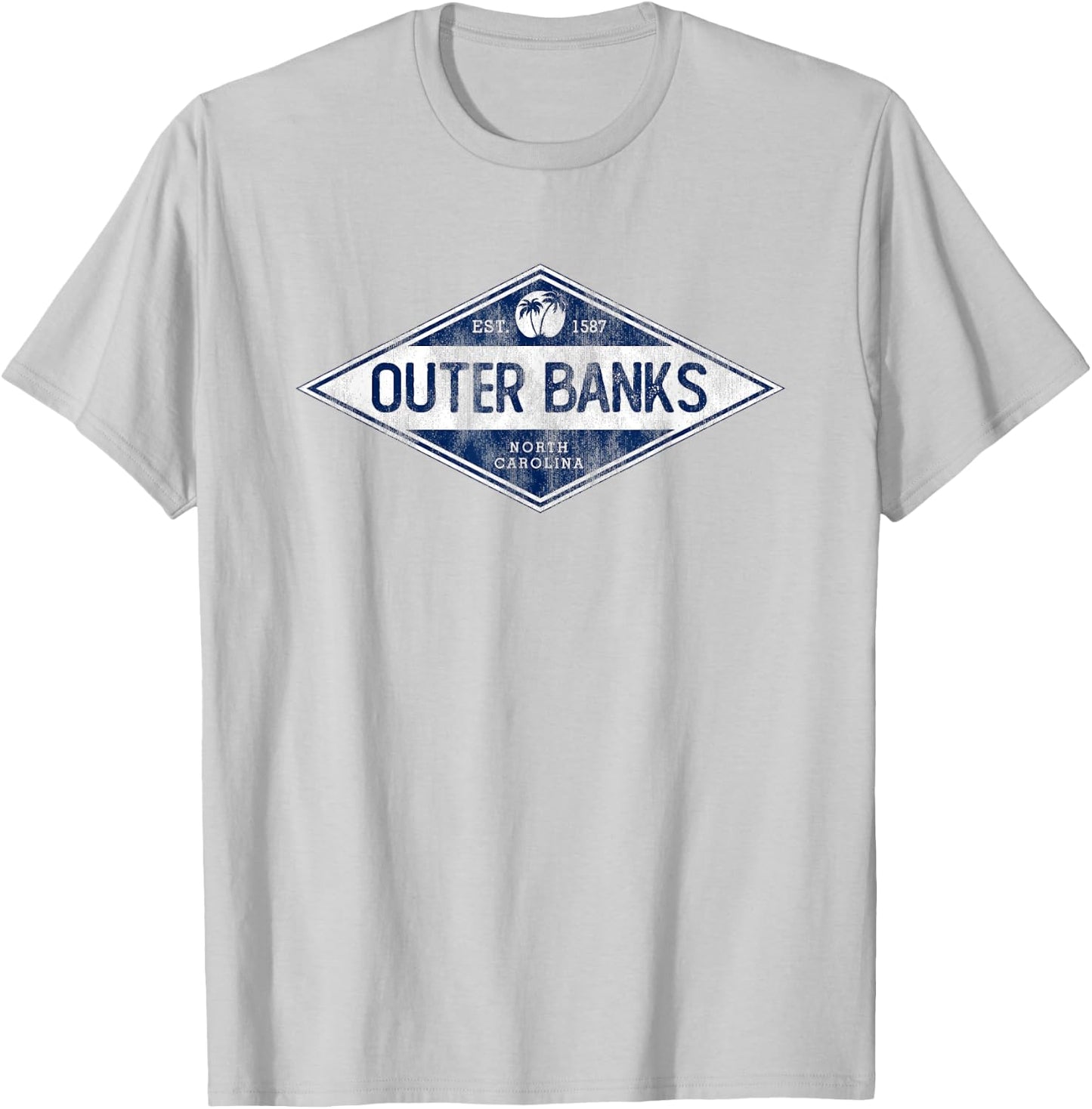 Vintage Outer Banks OBX North Carolina Retro Badge Souvenir T-Shirt - T-Shirt | Ash