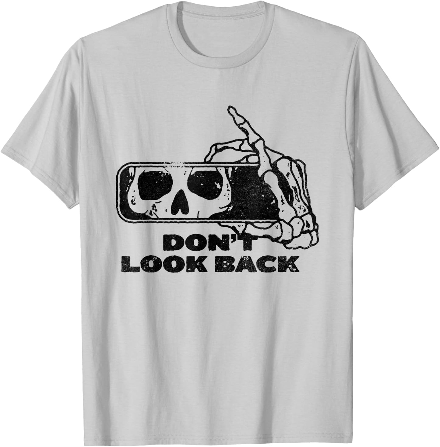 Don't Look Back Skeleton Car Mirror Transparent Halloween T-Shirt - T-Shirt | Ash