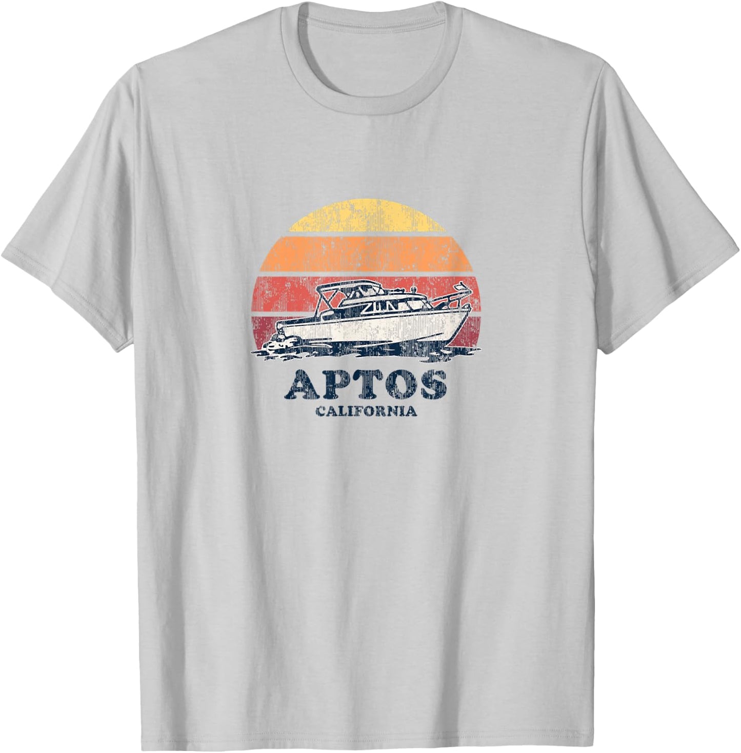 Aptos CA Vintage Boating 70s Retro Boat Design T-Shirt - T-Shirt | Ash