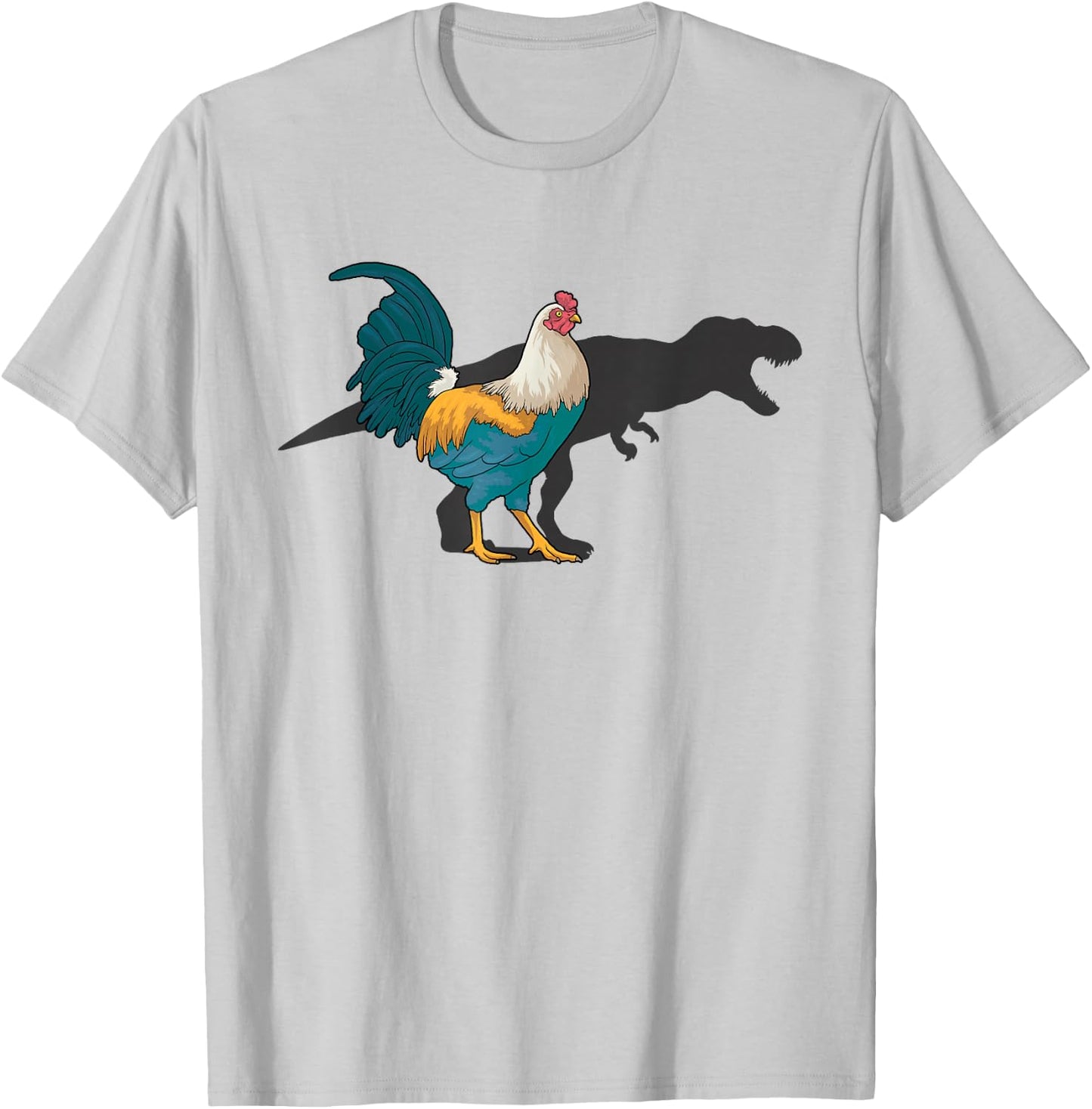 Chicken Dinosaur Shadow T Rex Hen Lover Cute Chicken Farmer T-Shirt - T-Shirt | Ash