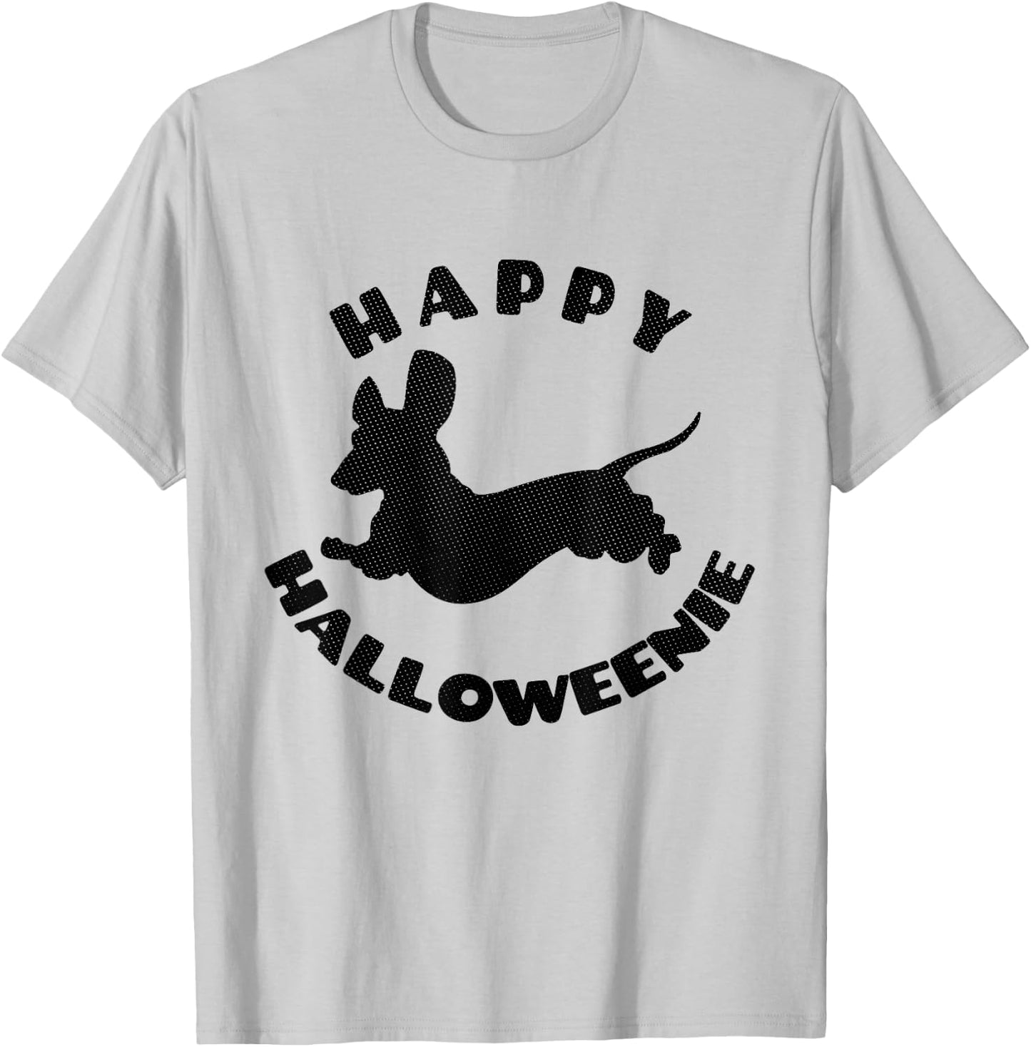 Happy Halloweenie - Funny Dachshund Dog Halloween Pun T-Shirt - T-Shirt | Ash
