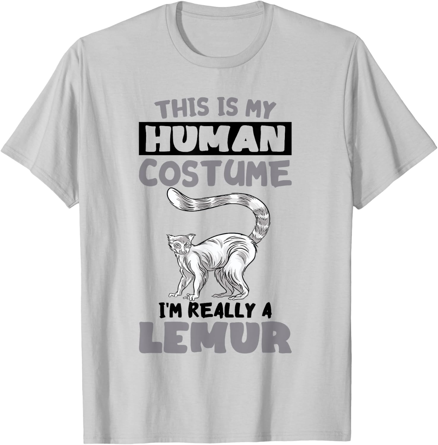 Human Costume Madagascar Animal Cute Lemur Monkey Lemur T-Shirt - T-Shirt | Ash