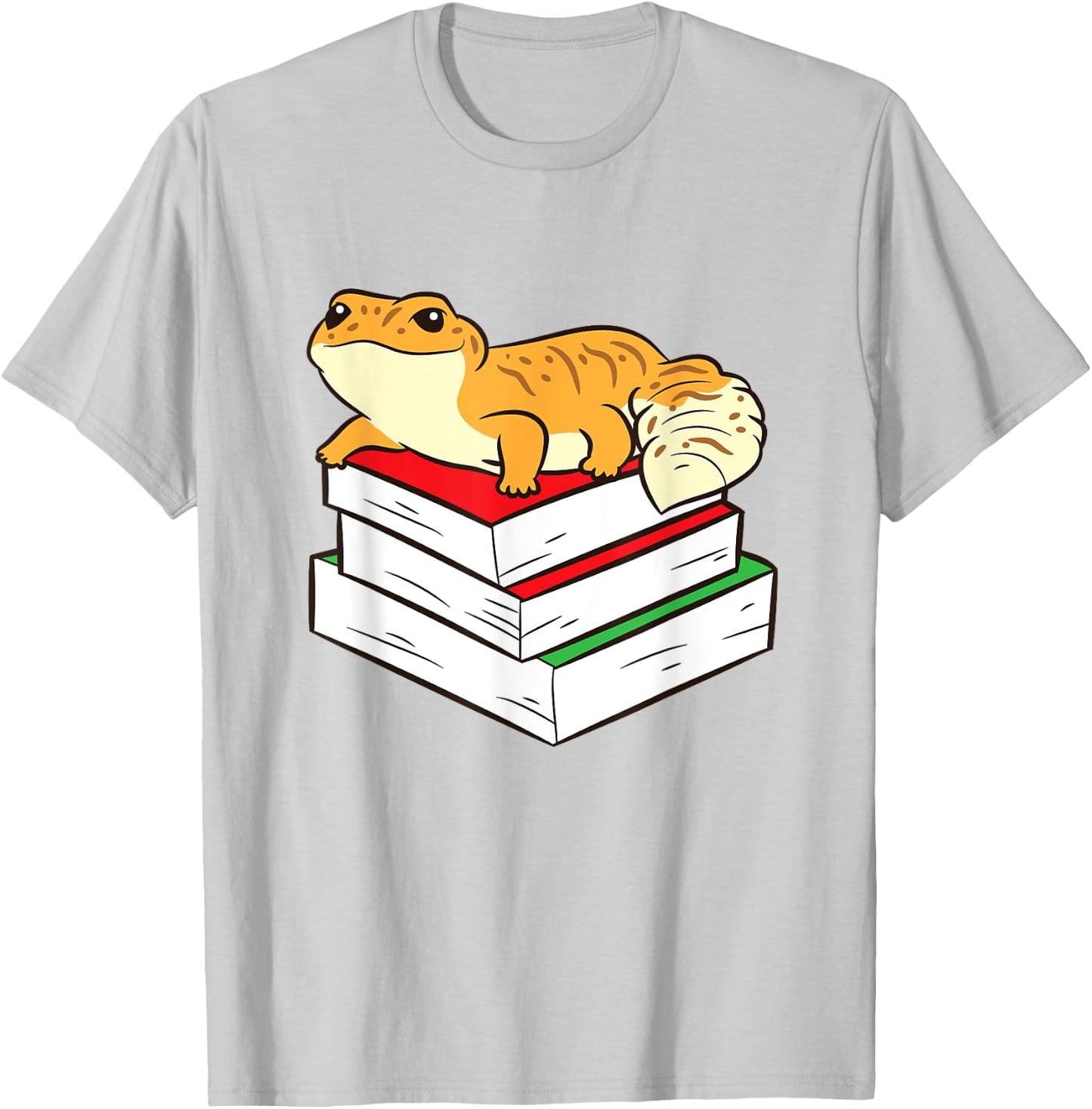 Leopard Gecko Sleeping On Books Reading And Geckos T-Shirt - T-Shirt | Ash
