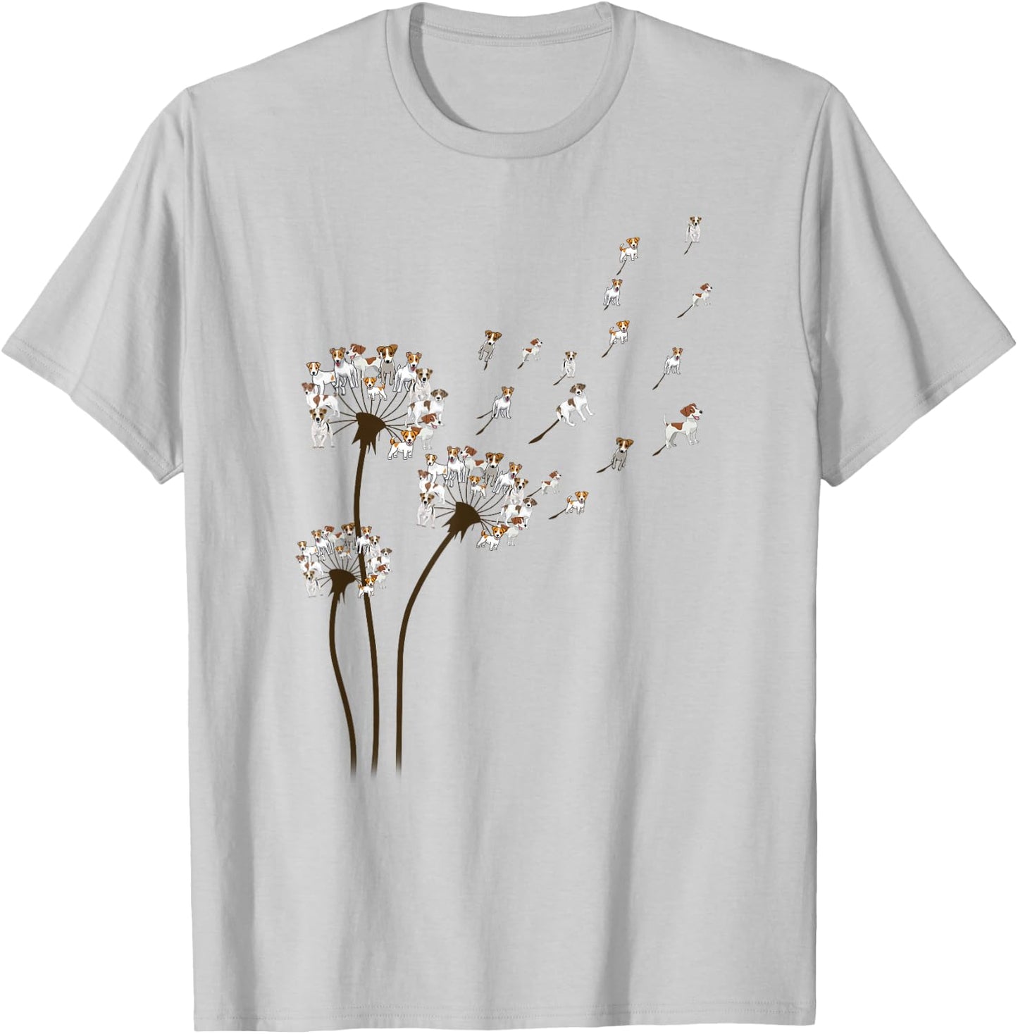 Jack Russell Terrier Dandelion Flower Funny Dog Lovers T-Shirt - T-Shirt | Ash